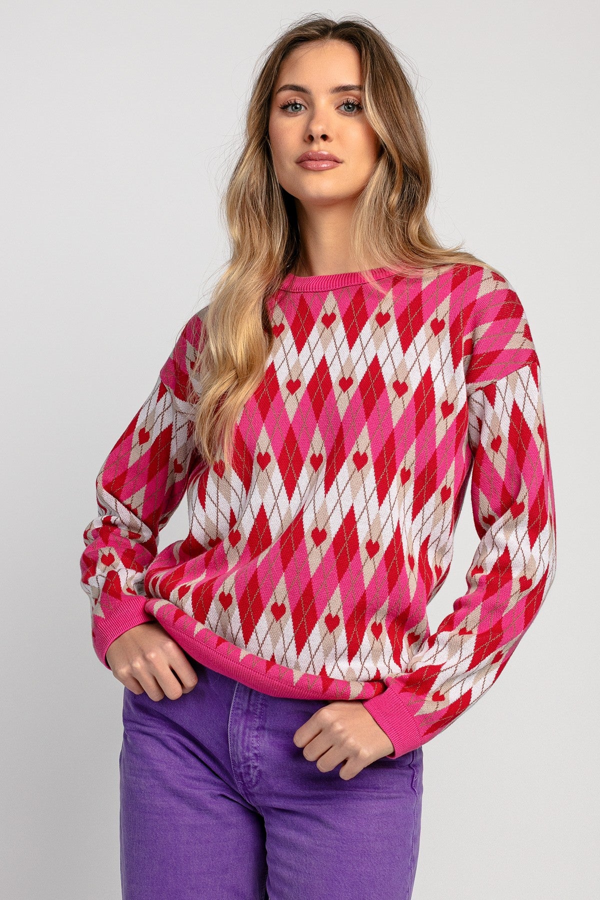 Bawełniany sweter różowy - 1