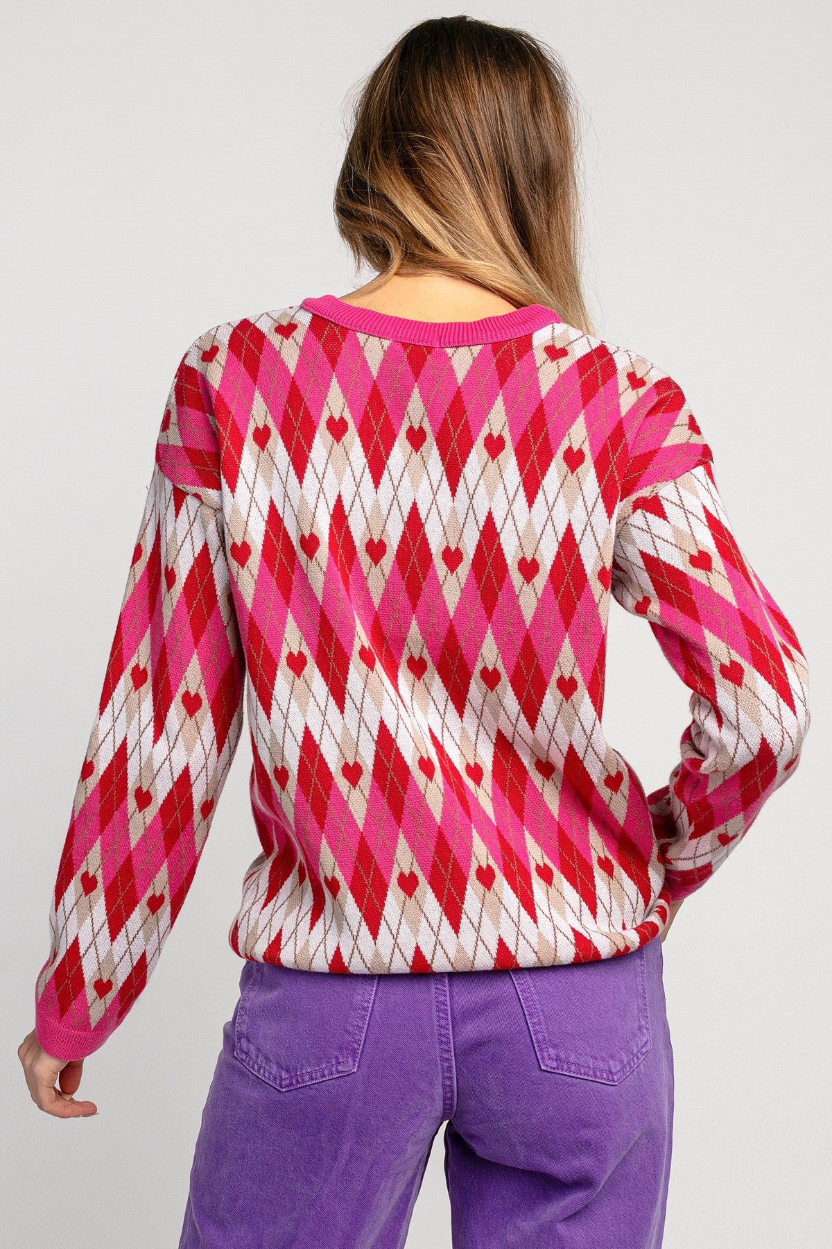 Bawełniany sweter różowy - 3