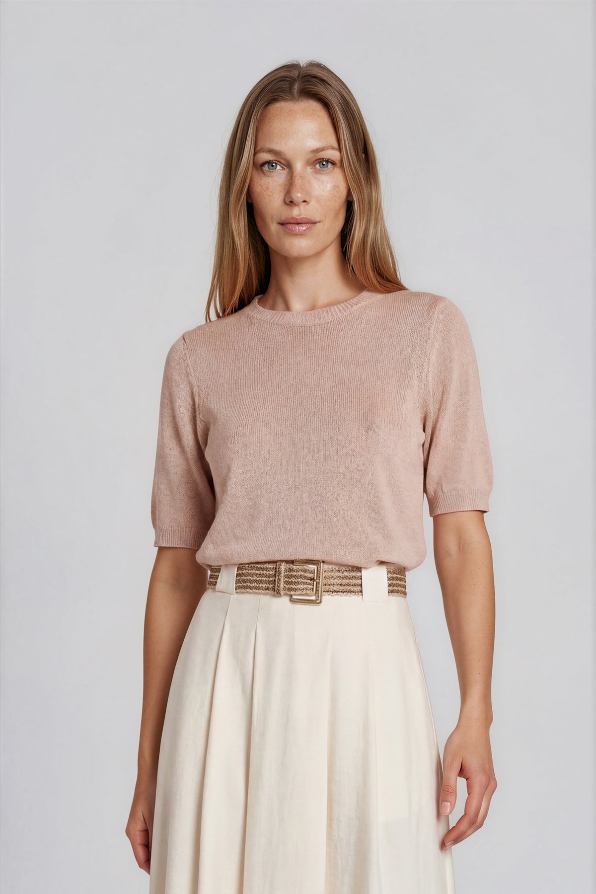 Bluzka z jedwabiu Bare Silk pudrowy róż