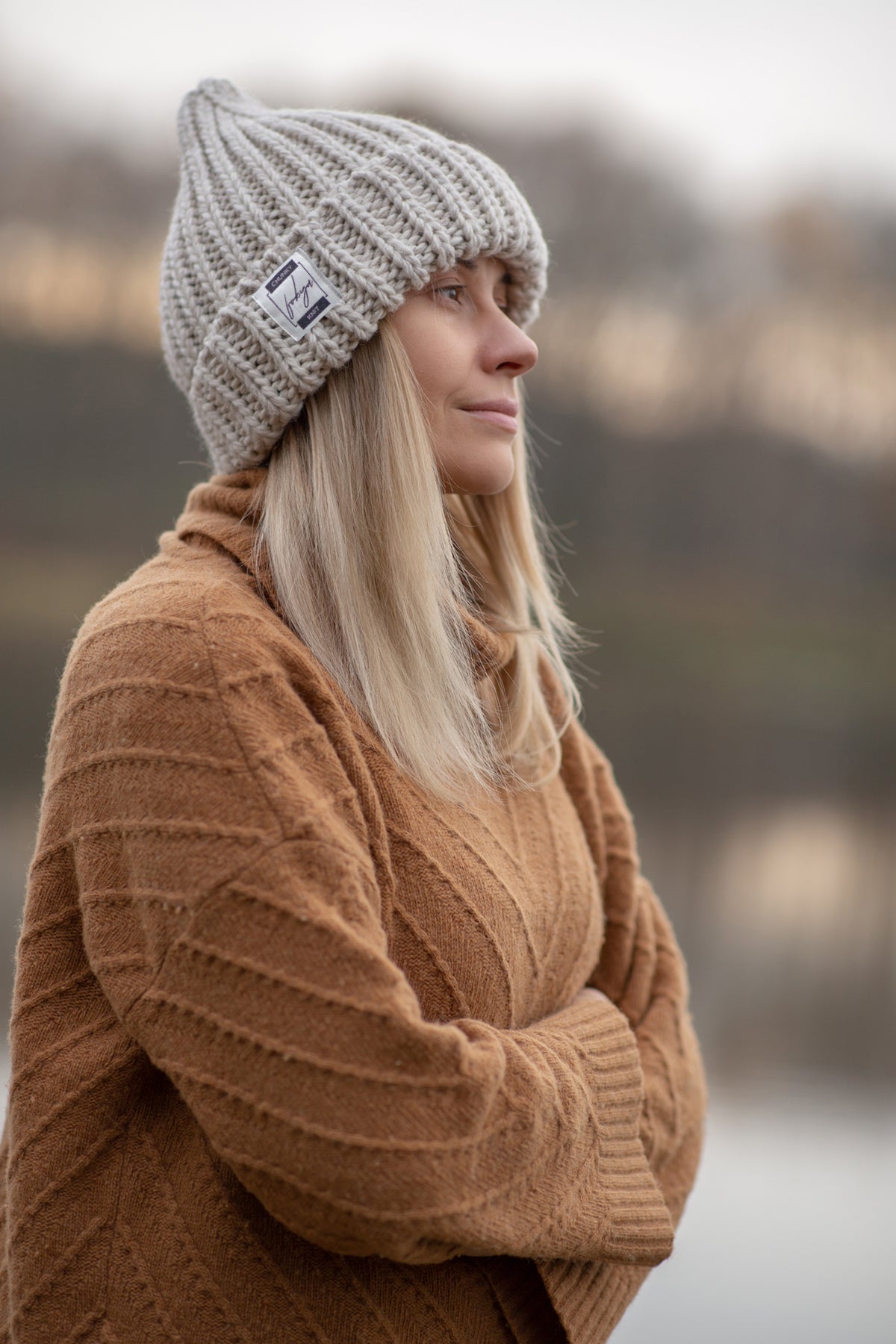 Czapka chunky knit beżowy - 1