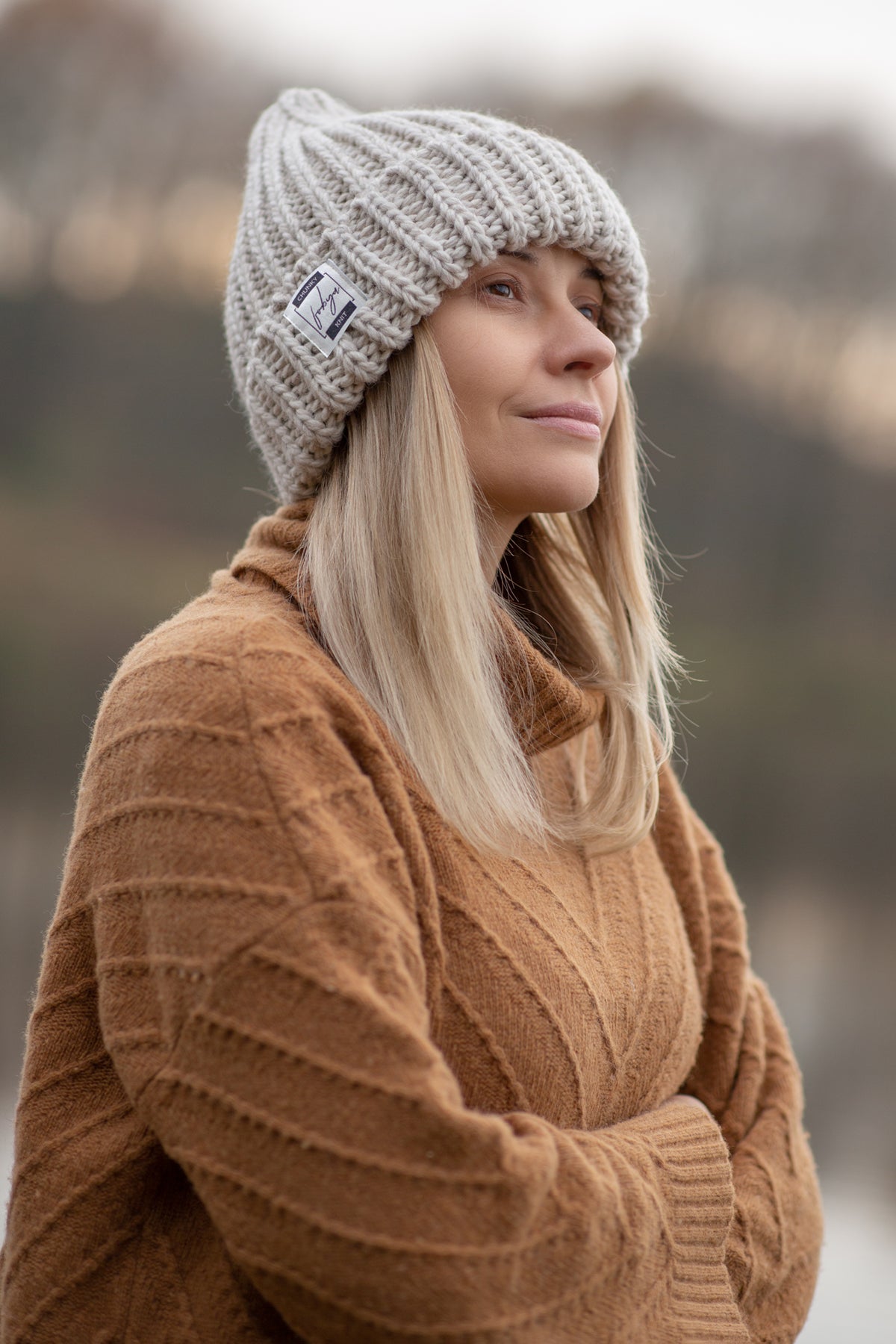 Czapka chunky knit beżowy - 2