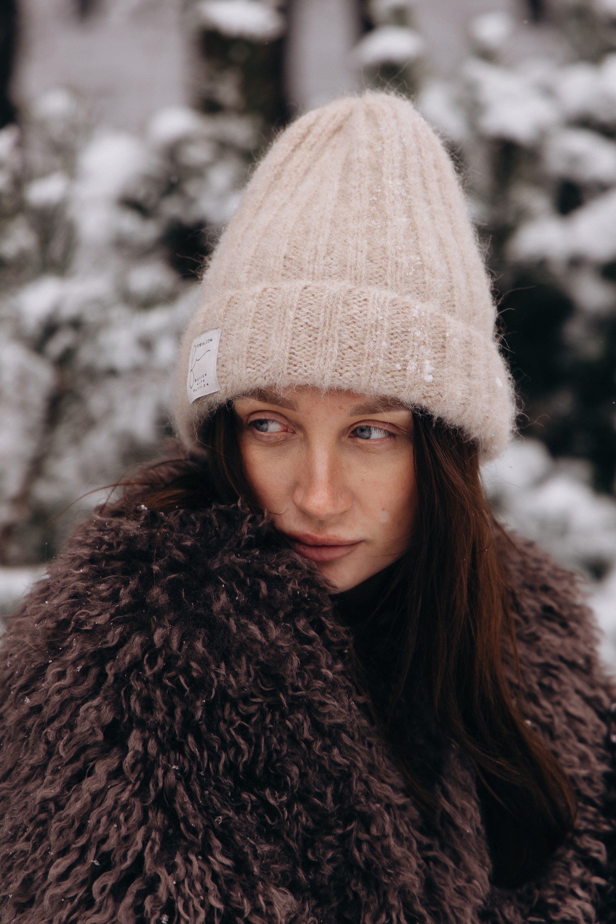 Czapka z wełny alpaki Snow Kiss beżowy - 4