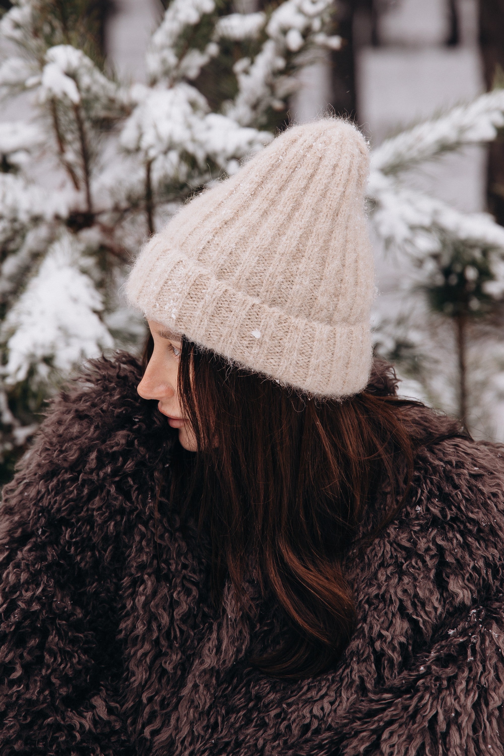 Czapka z wełny alpaki Snow Kiss beżowy - 6