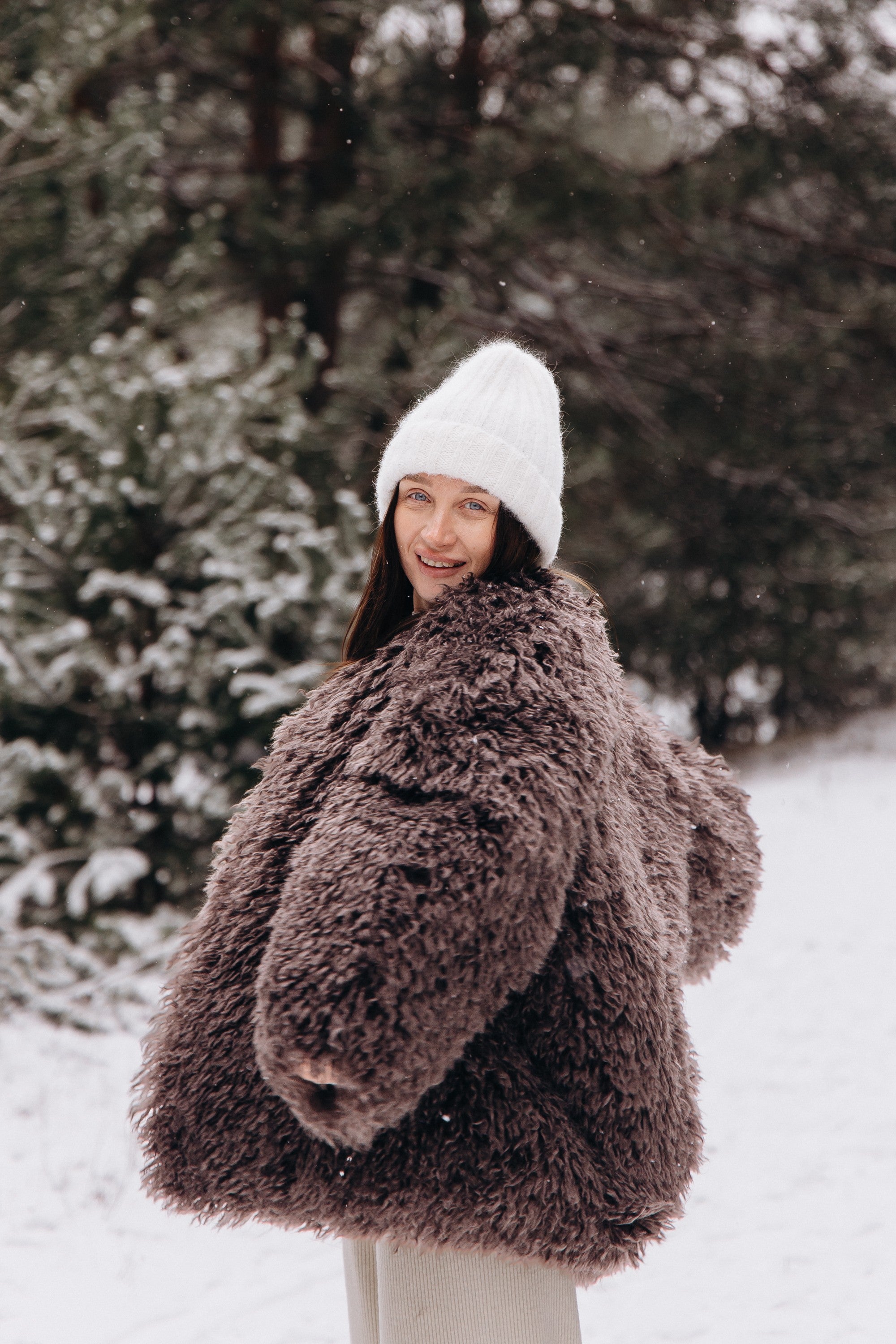 Czapka z wełny alpaki Snow Kiss ecru - 13