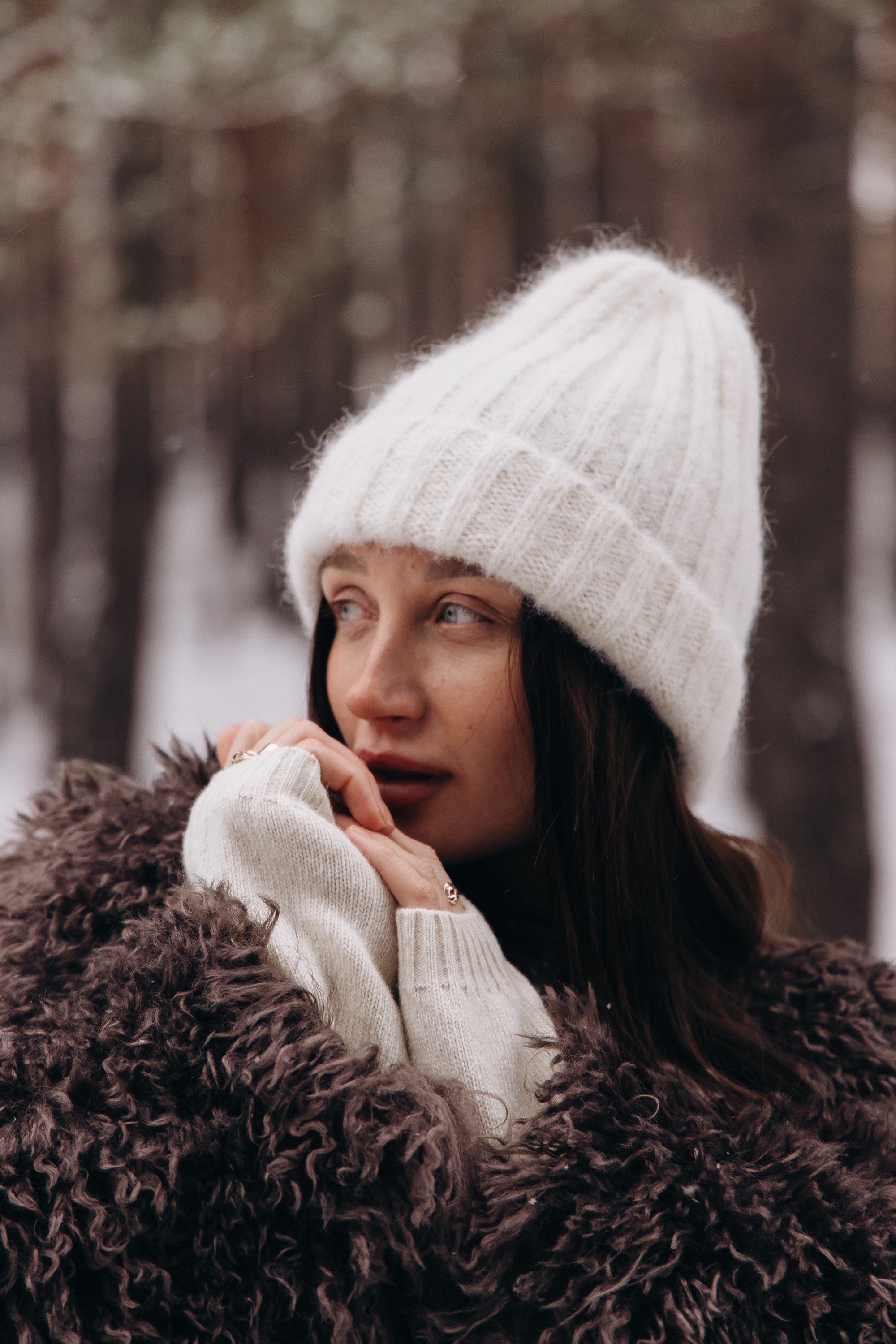 Czapka z wełny alpaki Snow Kiss ecru - 16