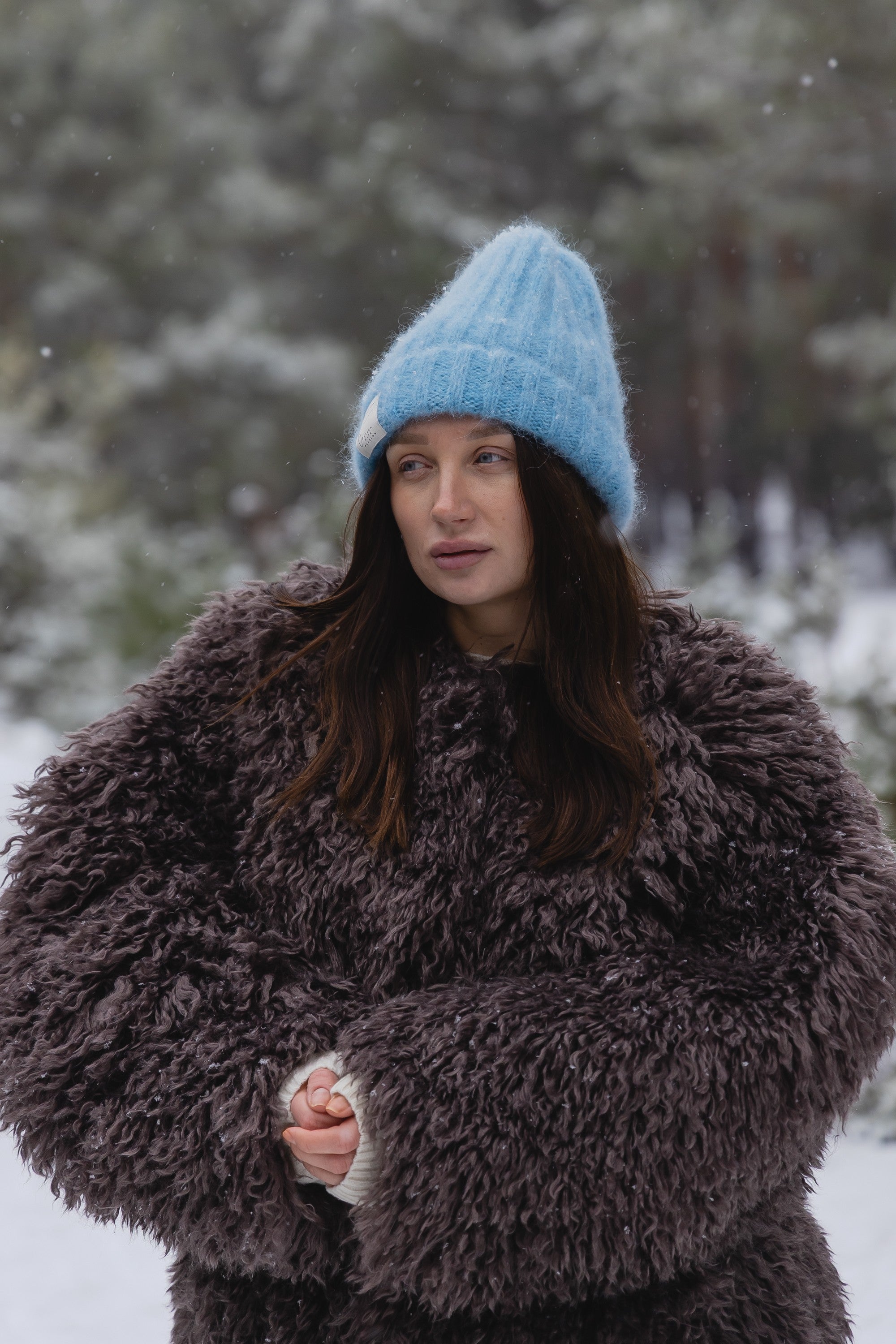 Czapka z wełny alpaki Snow Kiss niebieski - 1