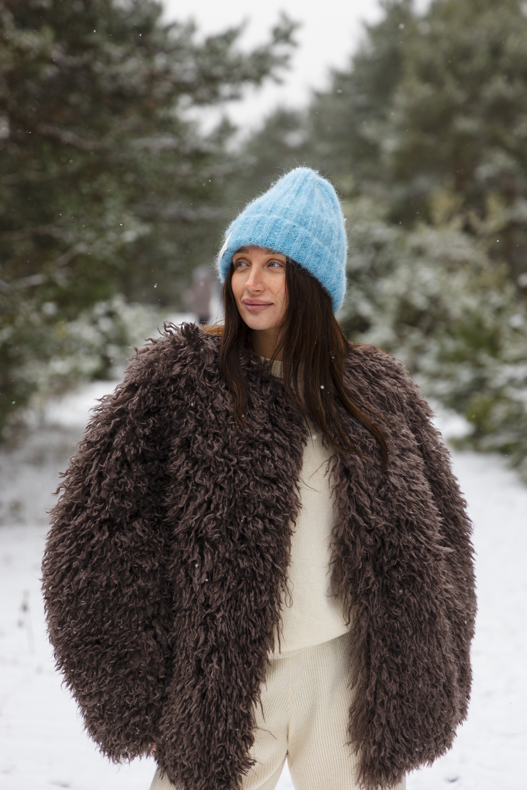 Czapka z wełny alpaki Snow Kiss niebieski - 8