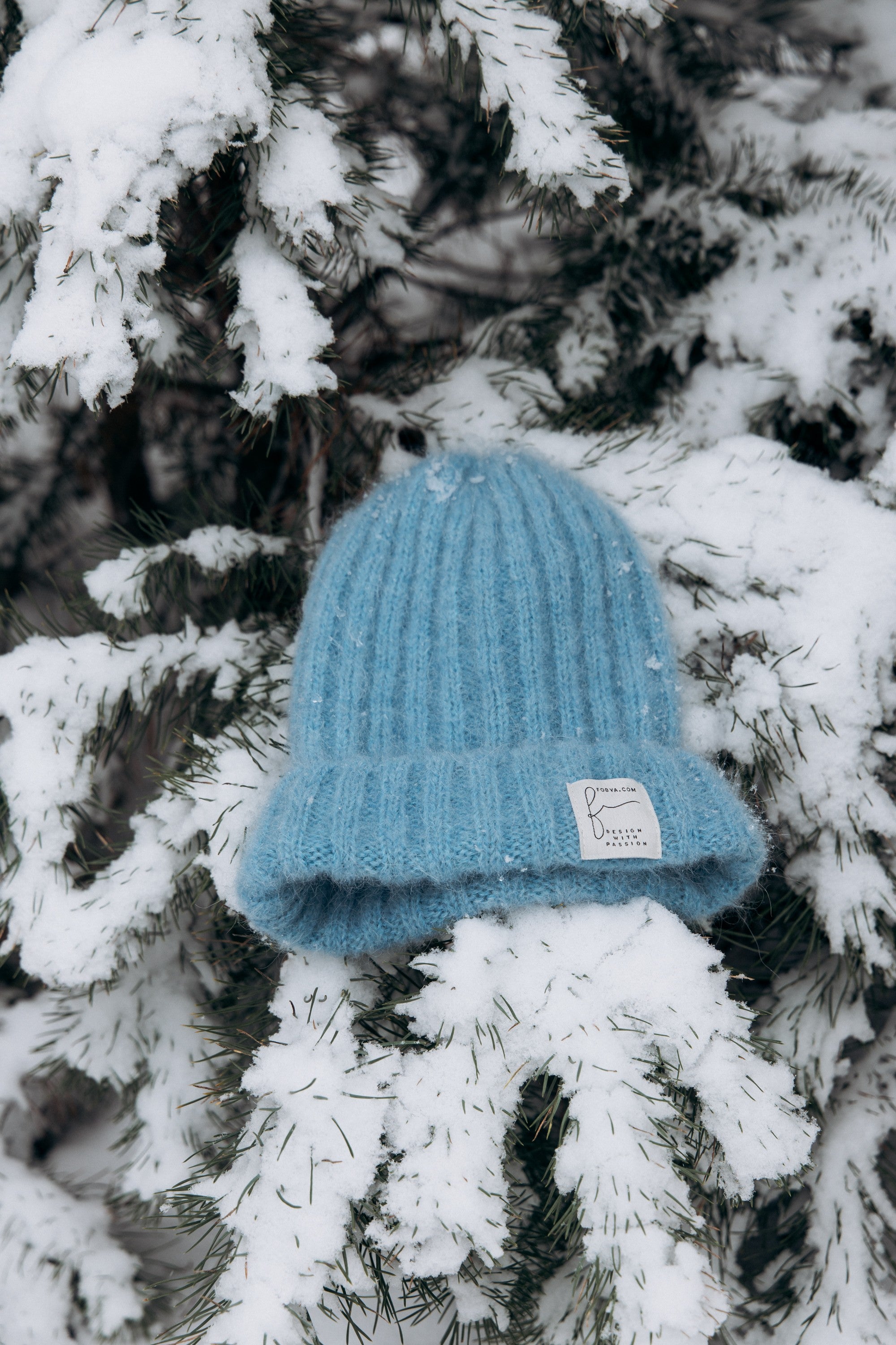Czapka z wełny alpaki Snow Kiss niebieski - 5