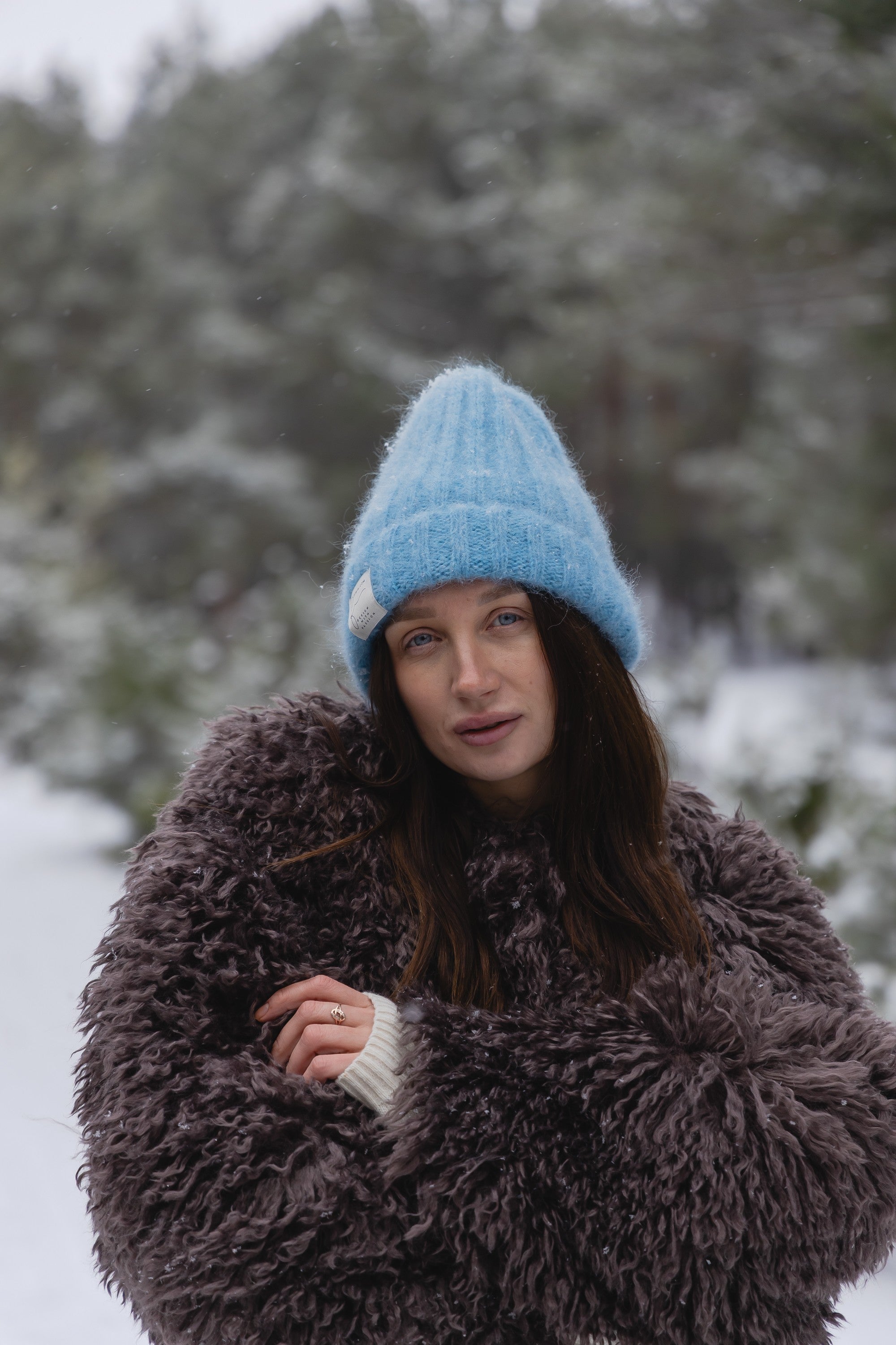 Czapka z wełny alpaki Snow Kiss niebieski - 3