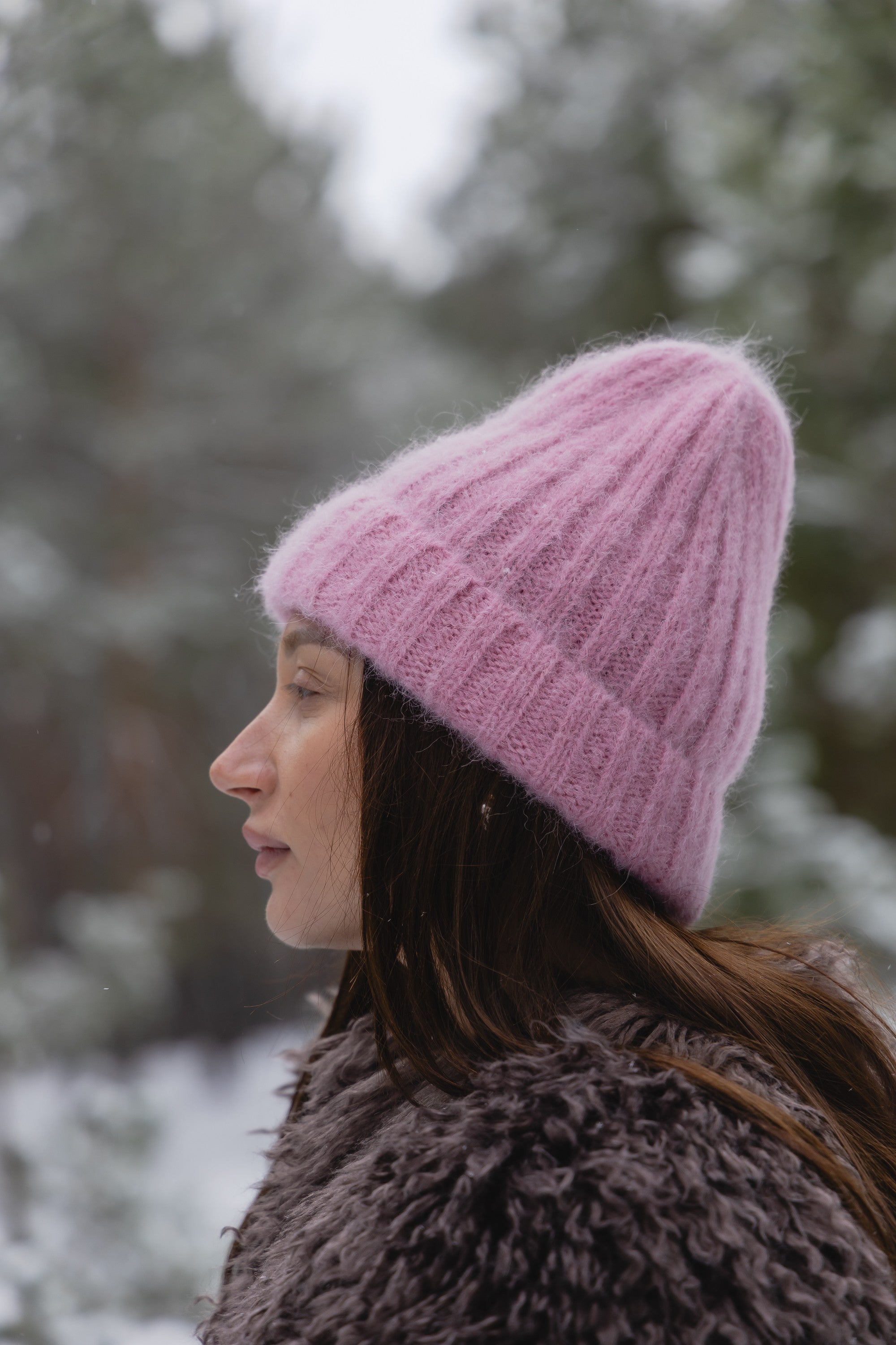 Czapka z wełny alpaki Snow Kiss różowy - 2