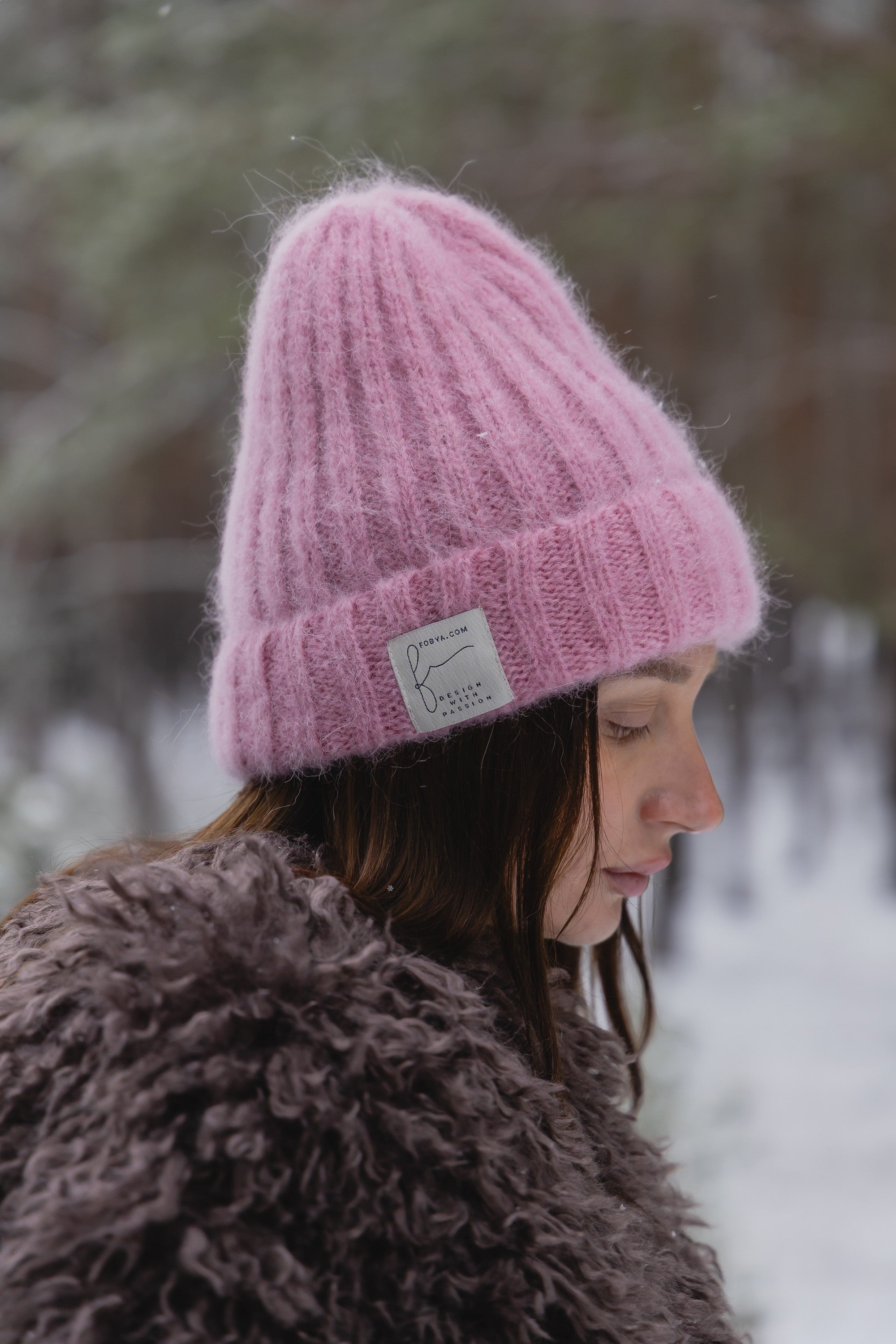 Czapka z wełny alpaki Snow Kiss różowy - 5