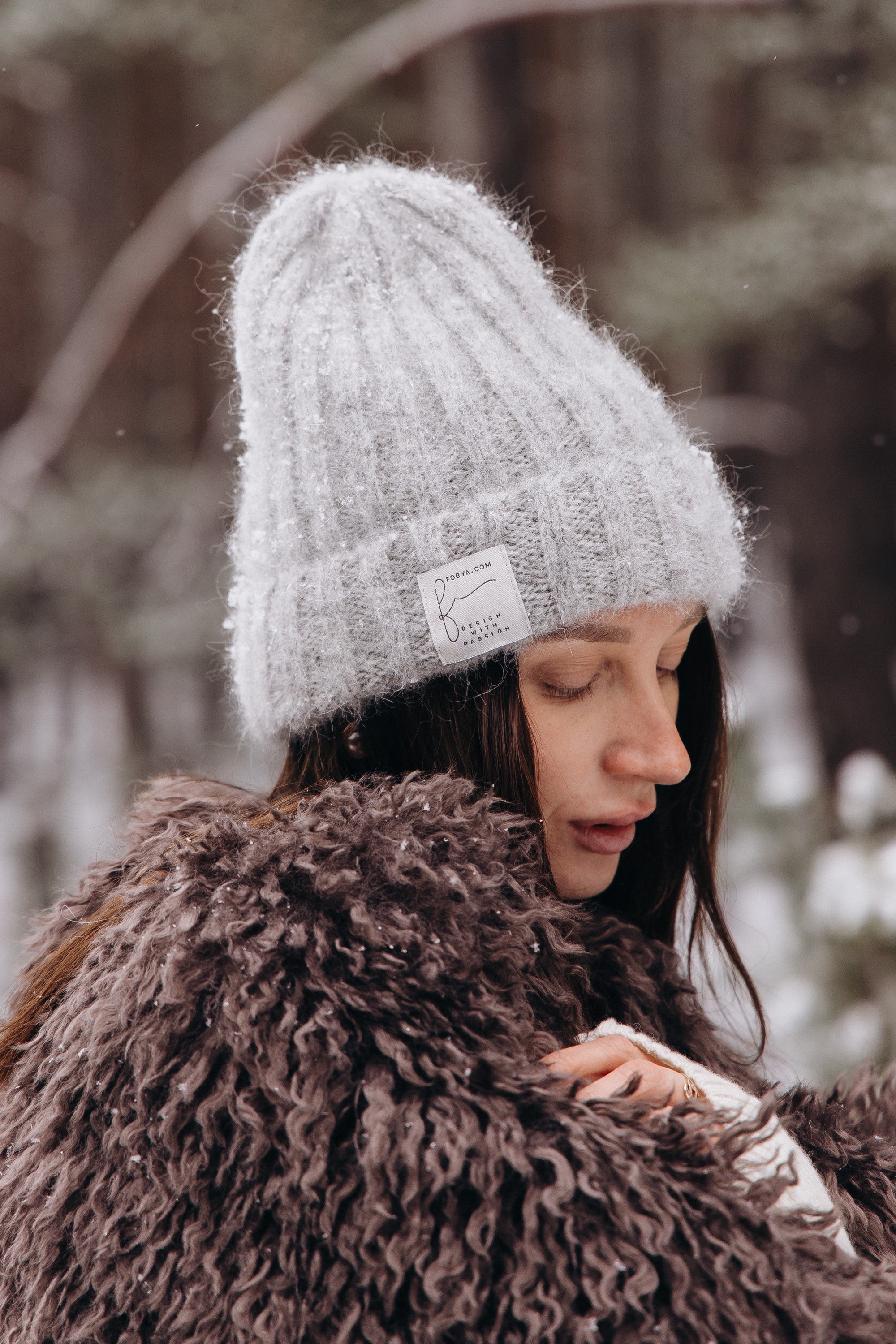 Czapka z wełny alpaki Snow Kiss szary - 3