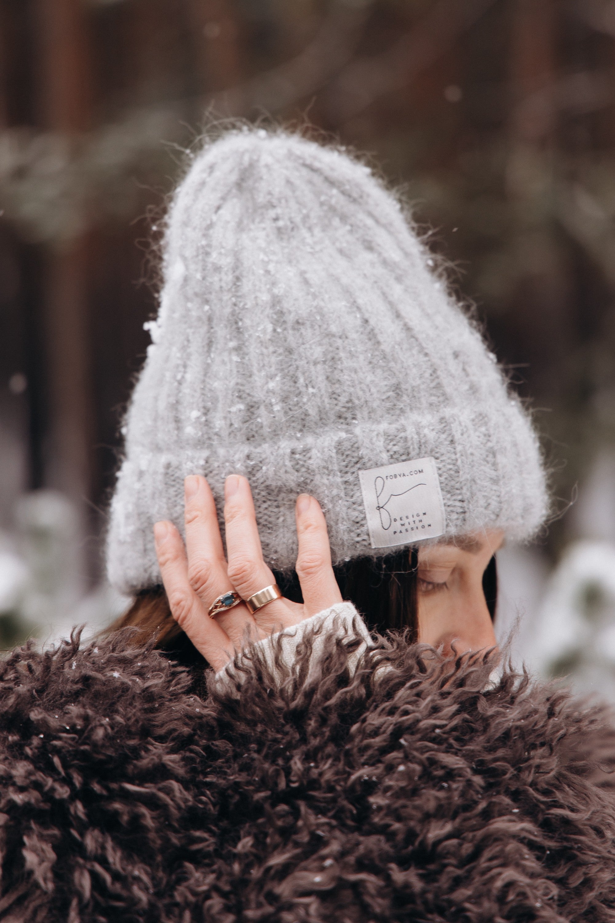 Czapka z wełny alpaki Snow Kiss szary - 5