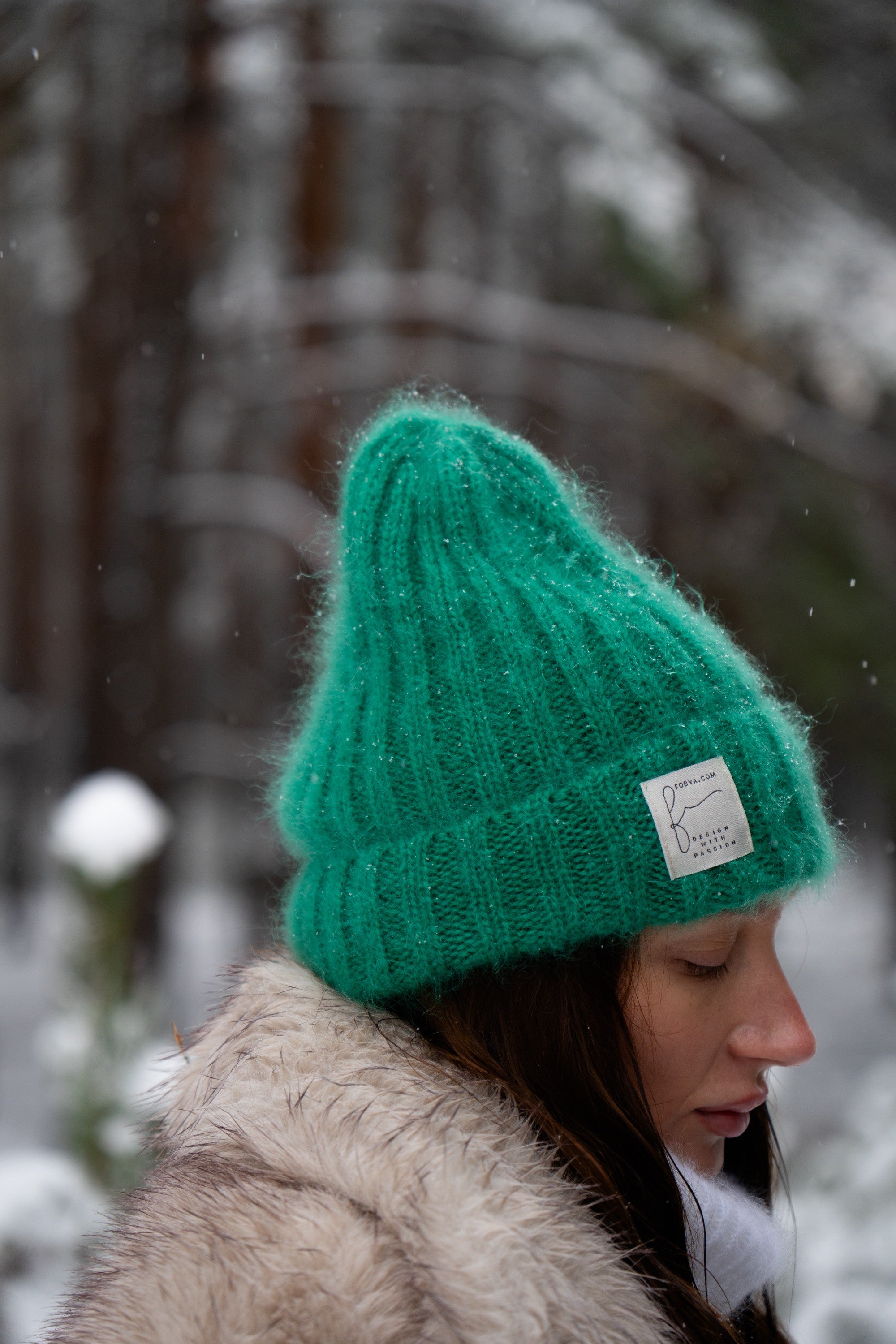 Czapka z wełny alpaki Snow Kiss zielony - 5