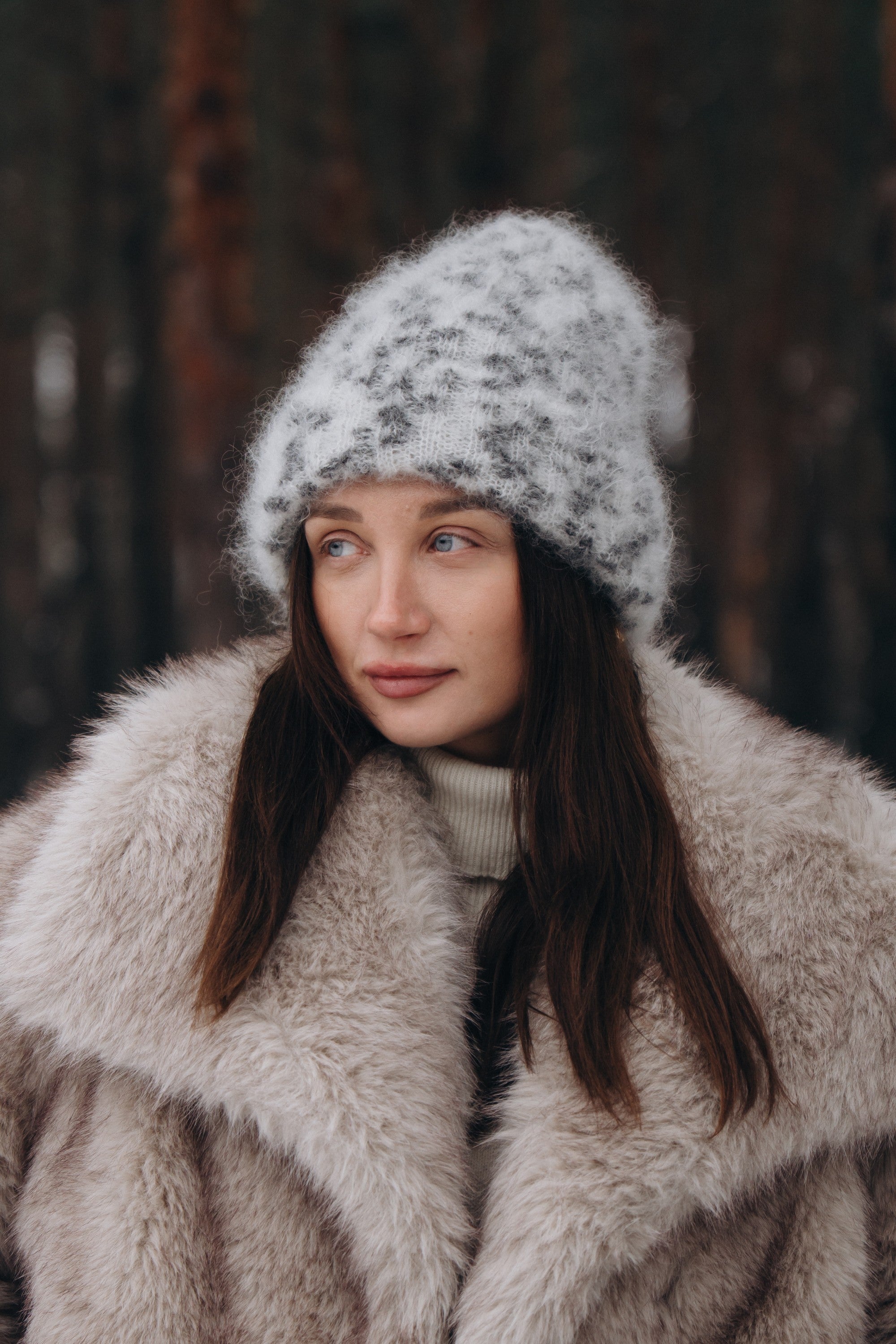 Czapka z wełny kid moher Snow Polar Dream ecru - 1