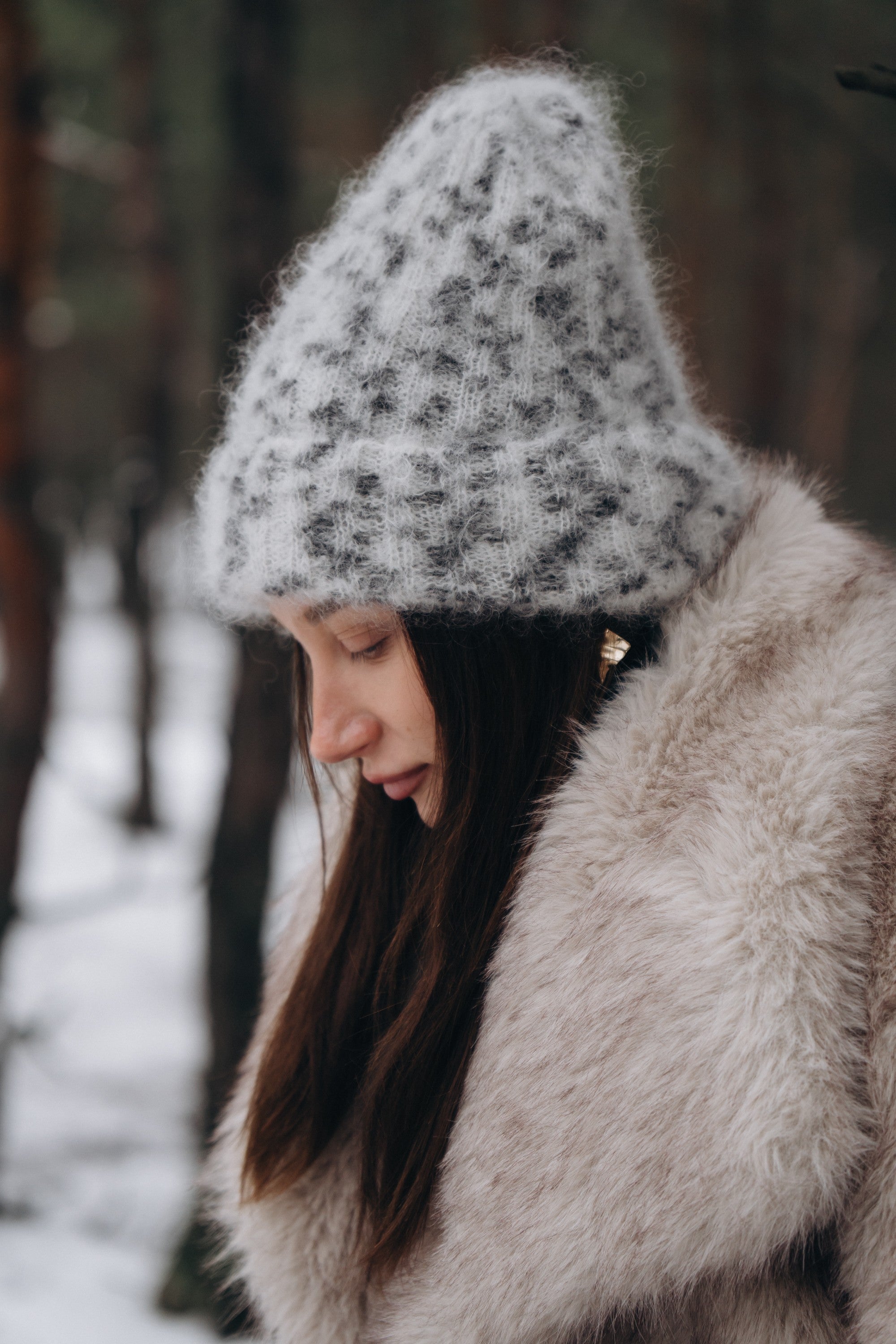 Czapka z wełny kid moher Snow Polar Dream ecru - 16