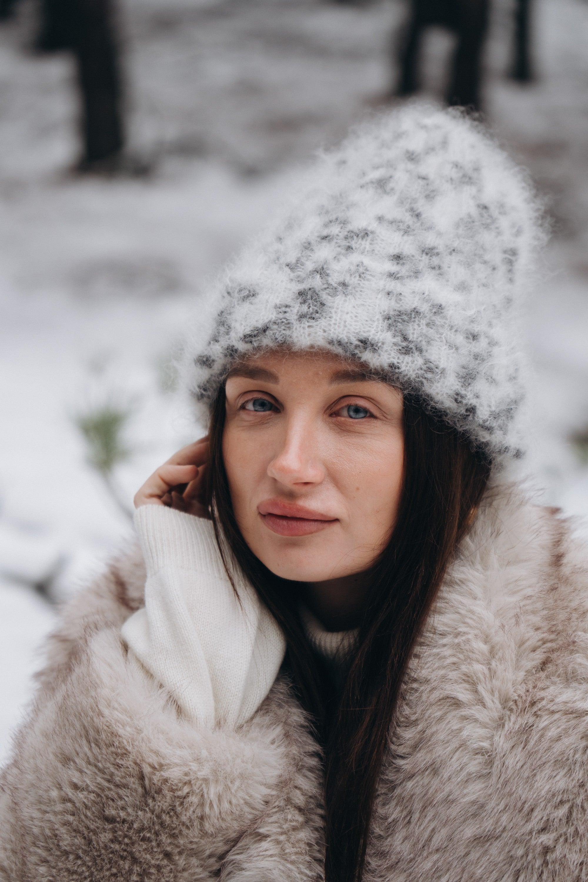 Czapka z wełny kid moher Snow Polar Dream ecru - 6