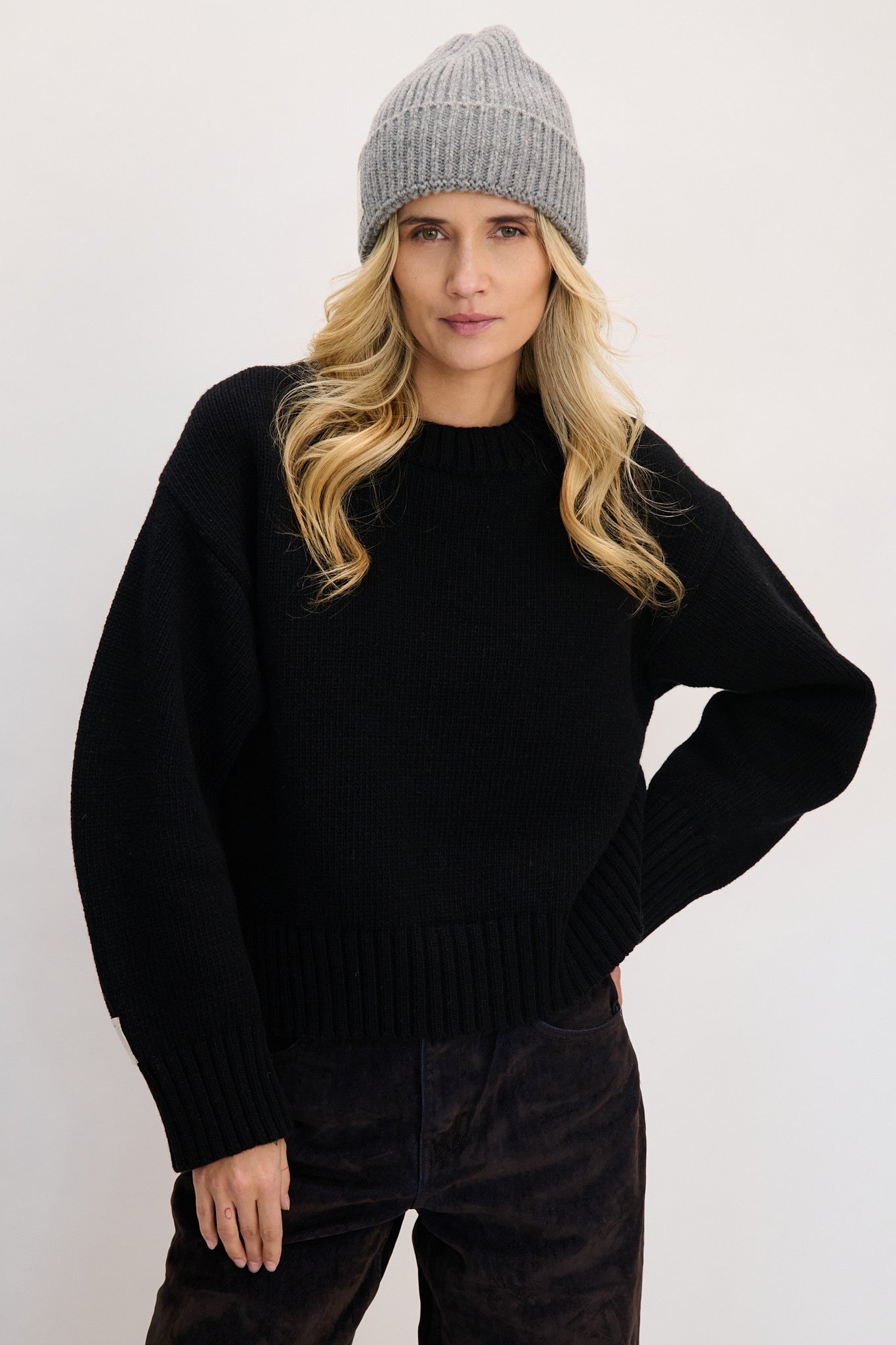 Czapka z wełny merynos HARMONY w prążek szary - 2