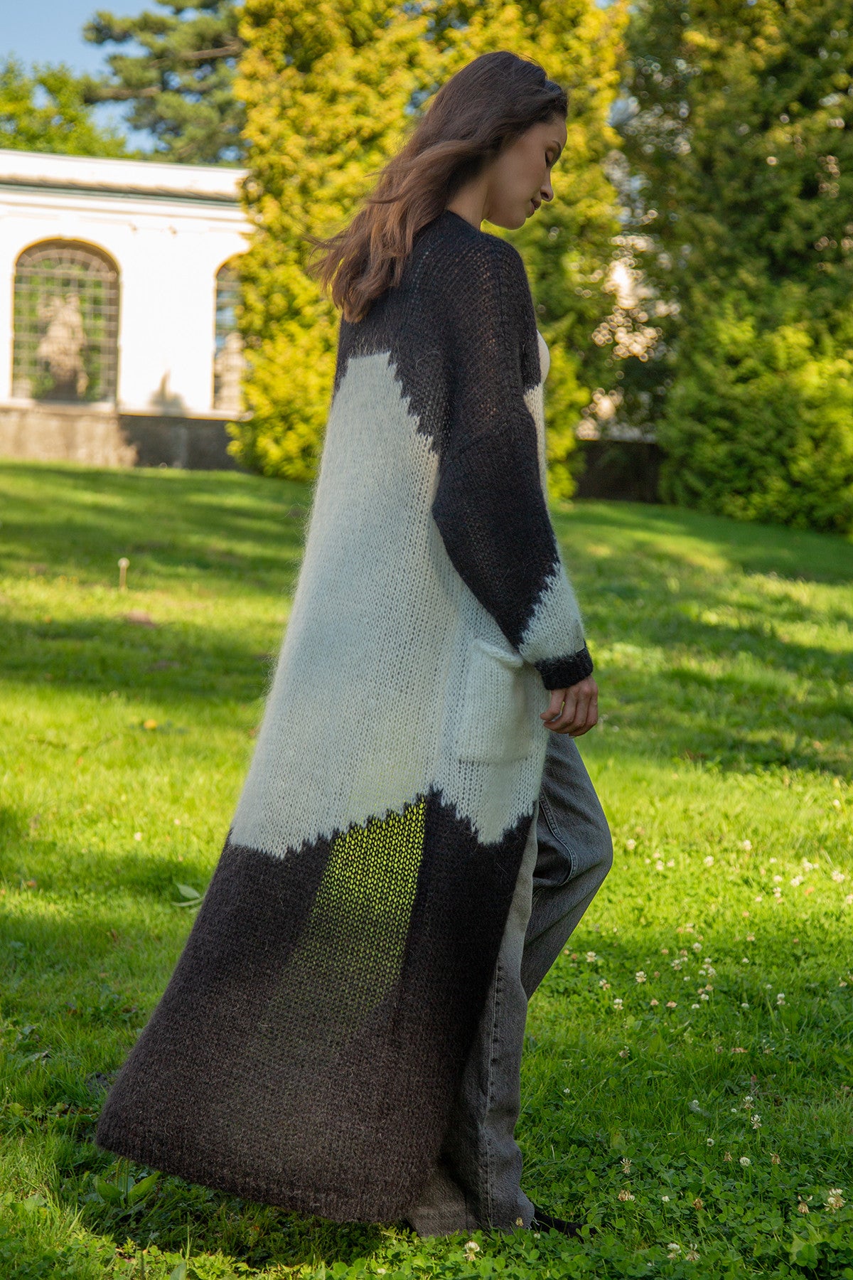 Długi kardigan z wełny alpaki czarny - 3