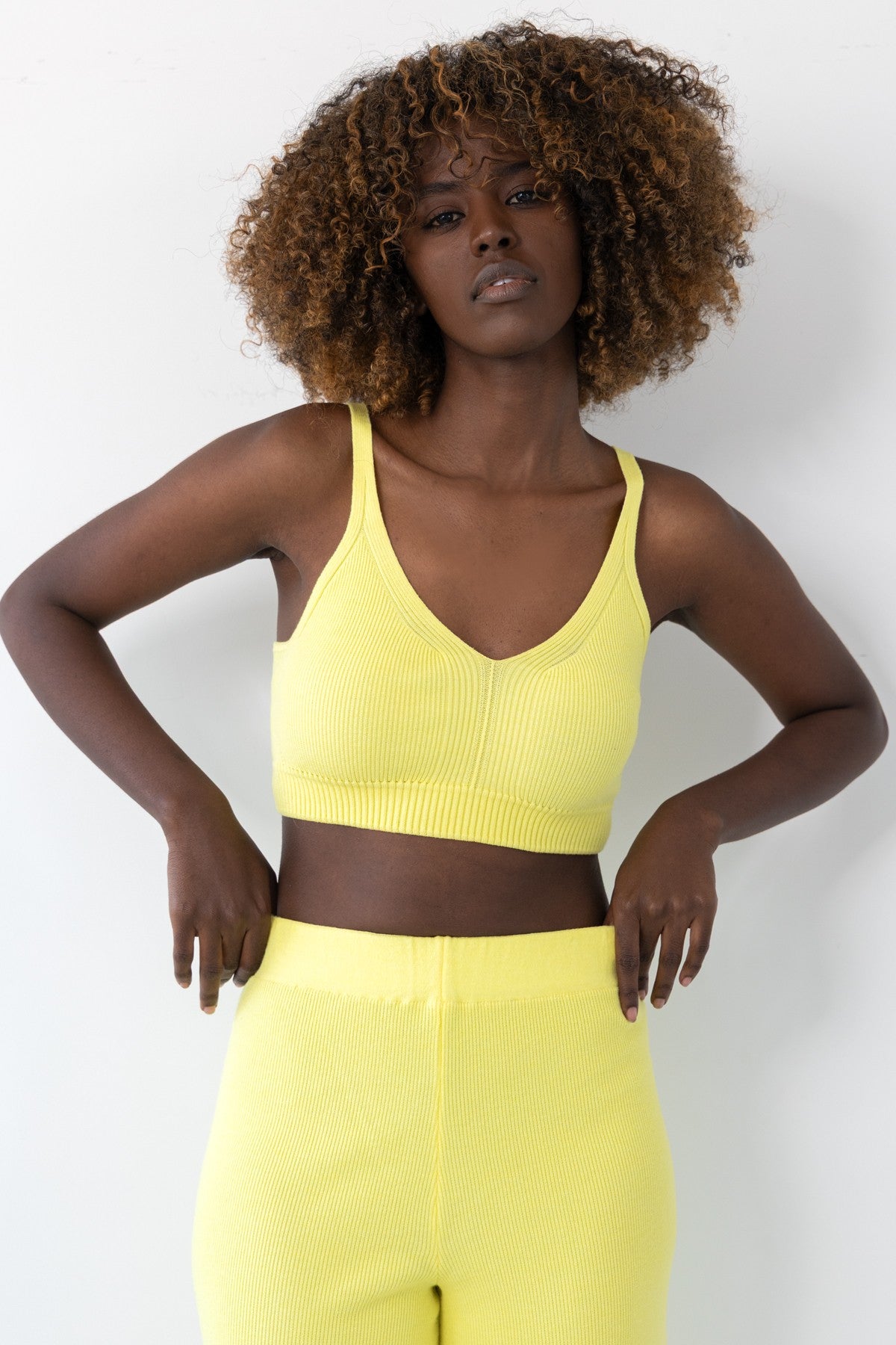 Dzianinowy top żółty - 2