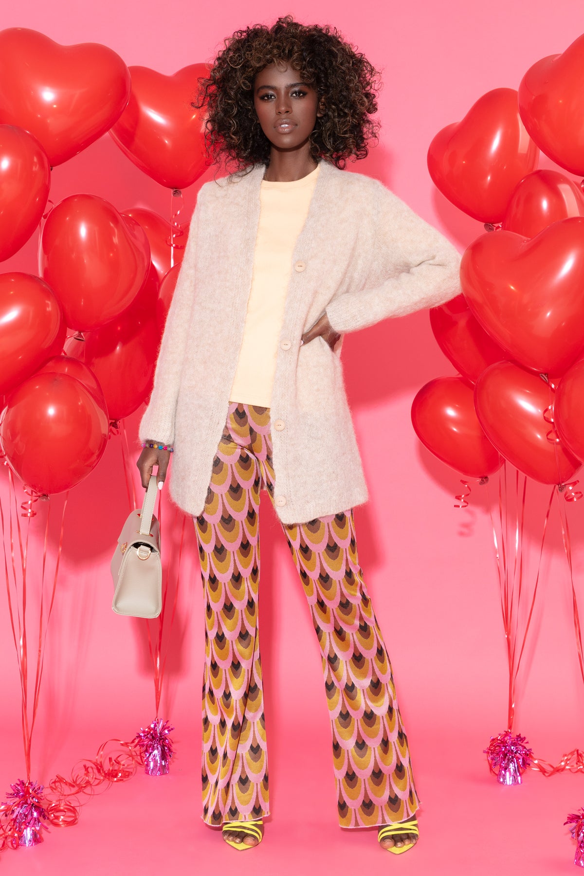 Elegancki zapinany Kardigan z wełny alpaki beżowy - 5