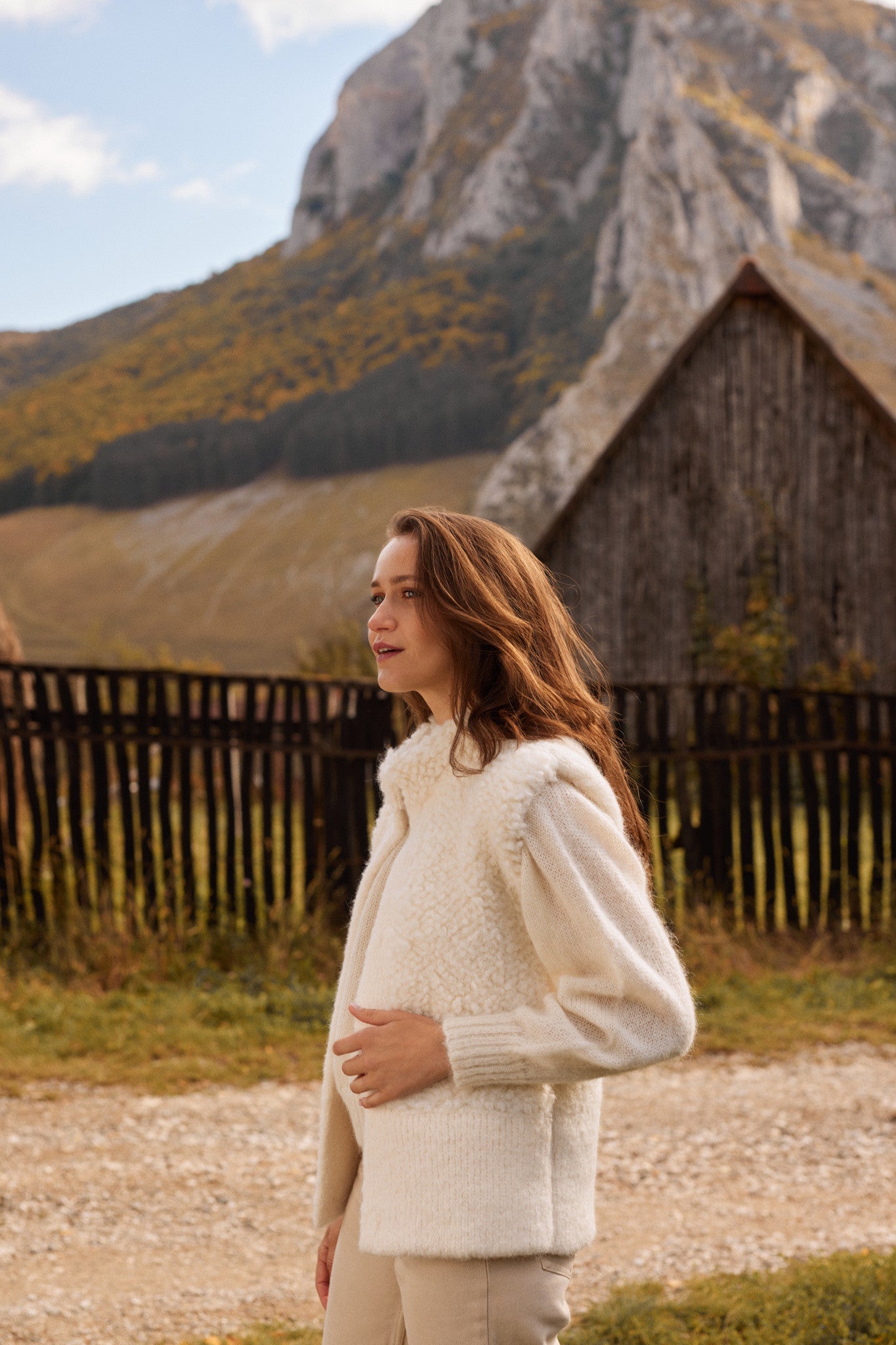 Kamizelka premium z wełny suri i wełny dziewiczej ecru - 6