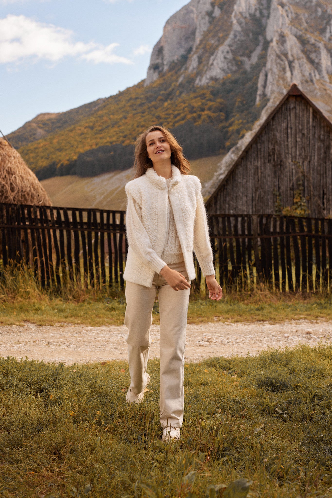 Kamizelka premium z wełny suri i wełny dziewiczej ecru - 5