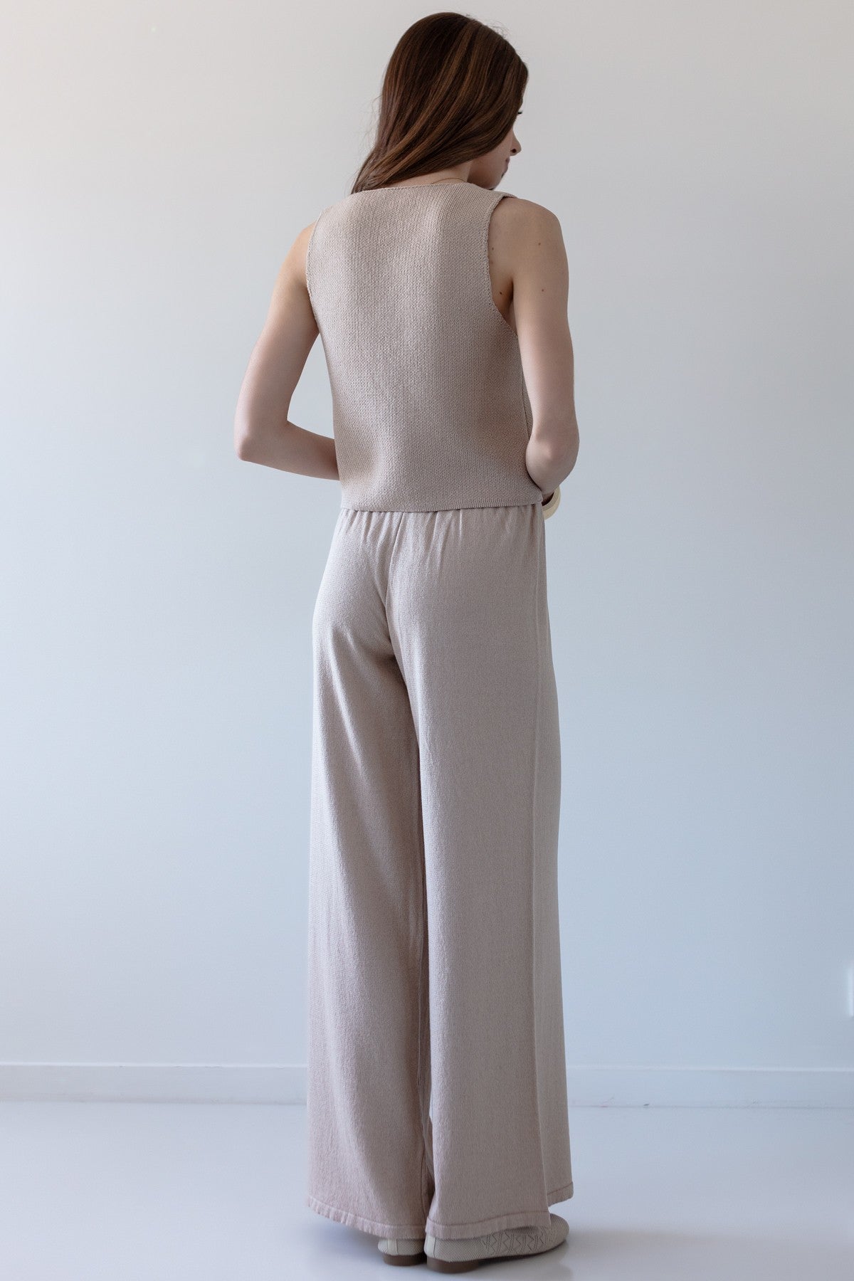 Kamizelka zapinana z bawełny organicznej i kaszmiru beżowy - 3