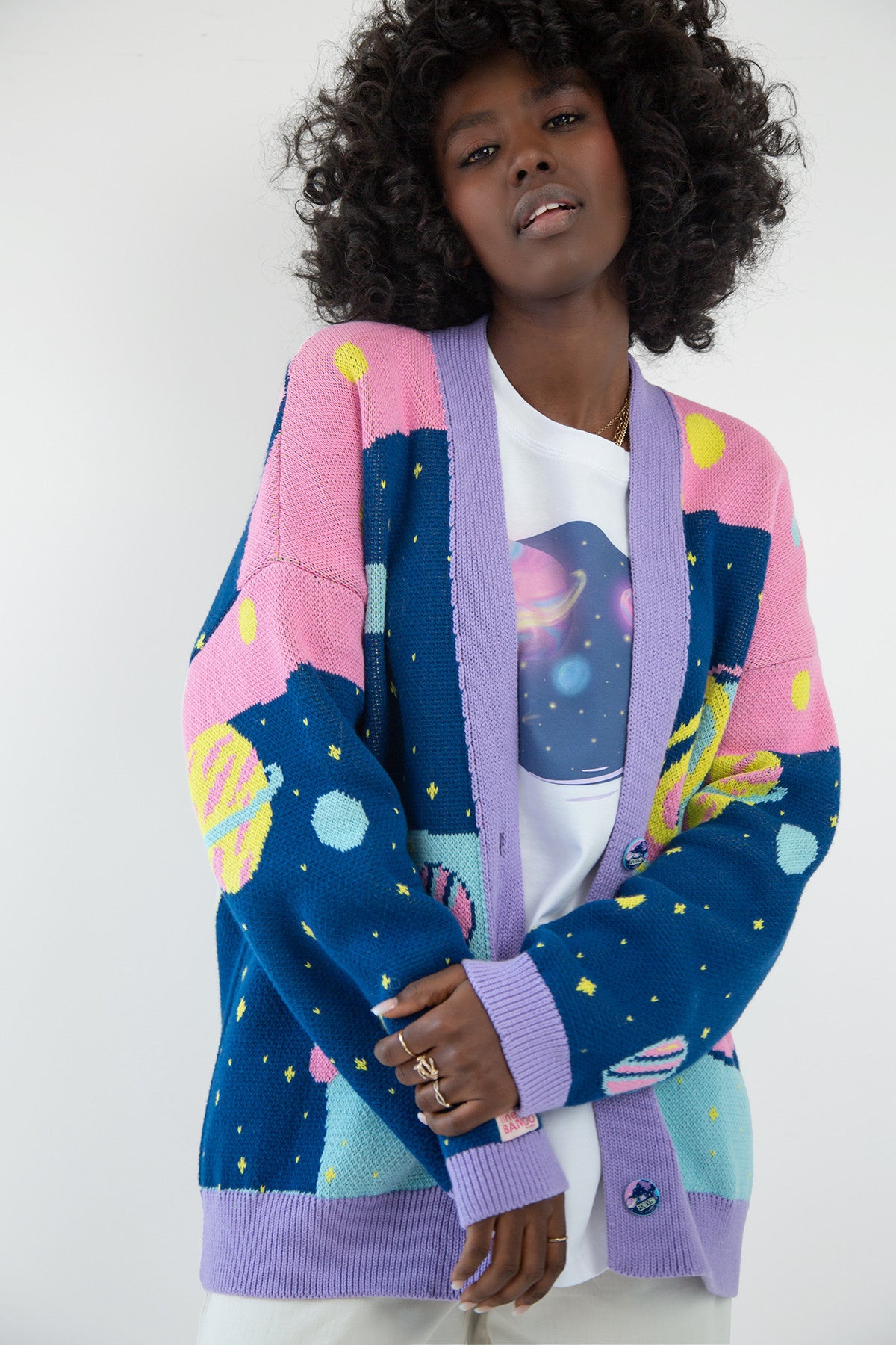 Kardigan bawełniany kosmos niebieski - 2