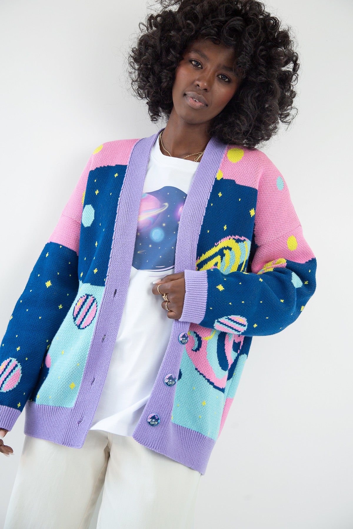 Kardigan bawełniany kosmos niebieski - 7