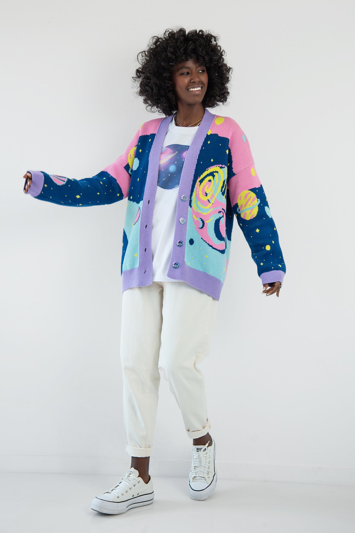 Kardigan bawełniany kosmos niebieski - 11