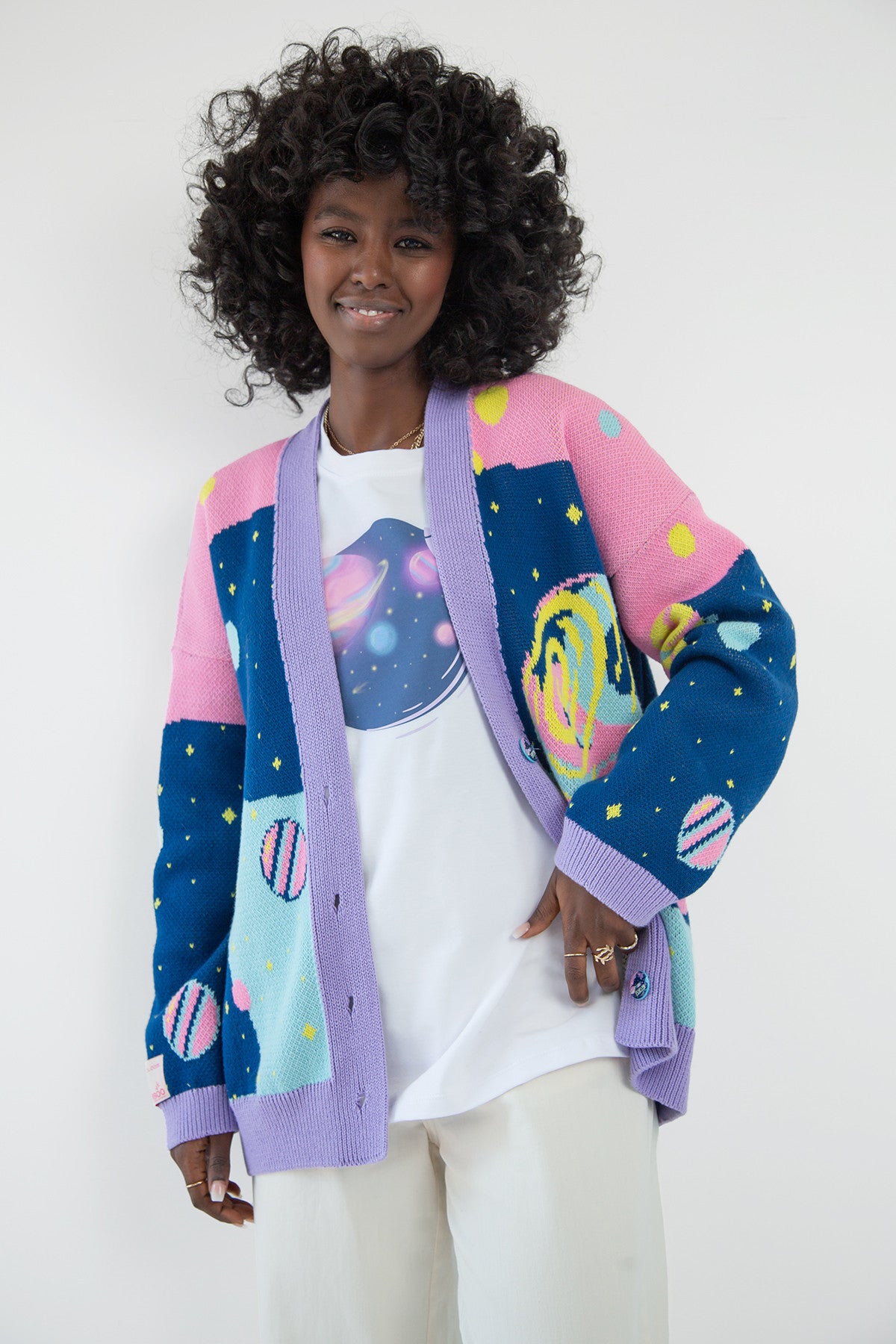Kardigan bawełniany kosmos niebieski - 5