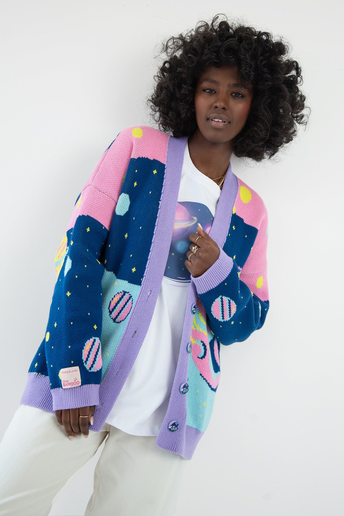 Kardigan bawełniany kosmos niebieski - 8