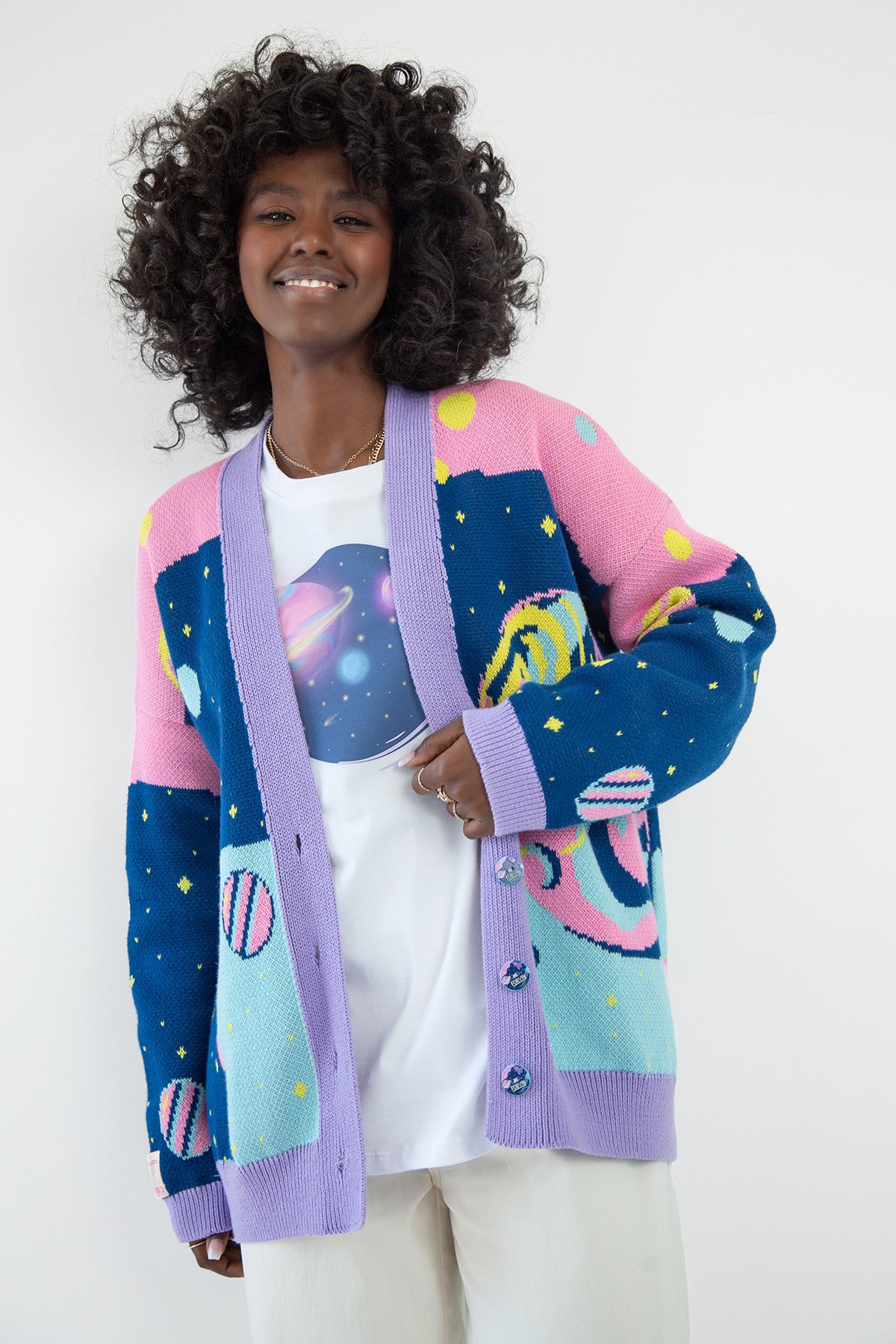 Kardigan bawełniany kosmos niebieski - 3