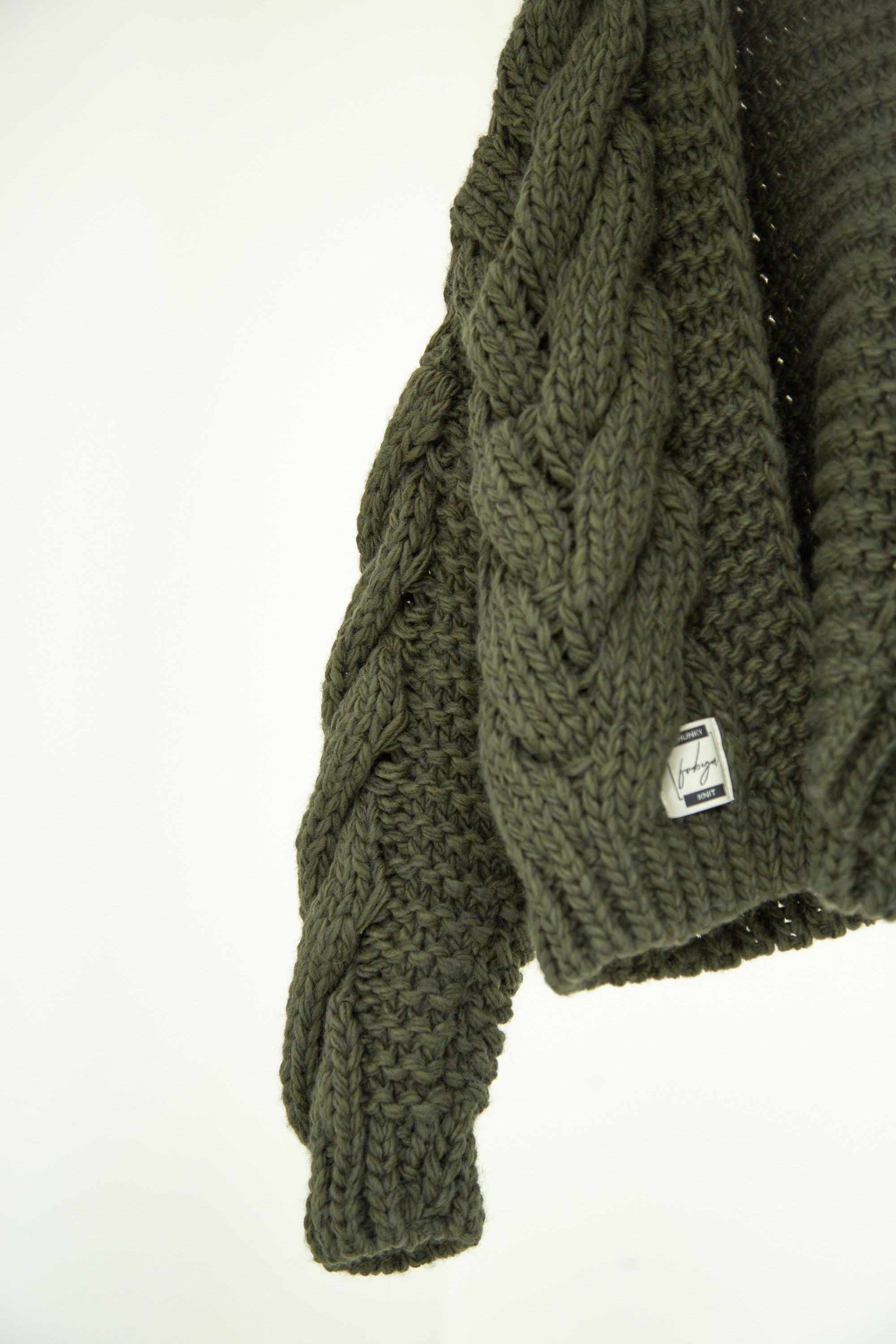 Kardigan bomberka CHUNKY KNIT oliwka oliwkowy - 7