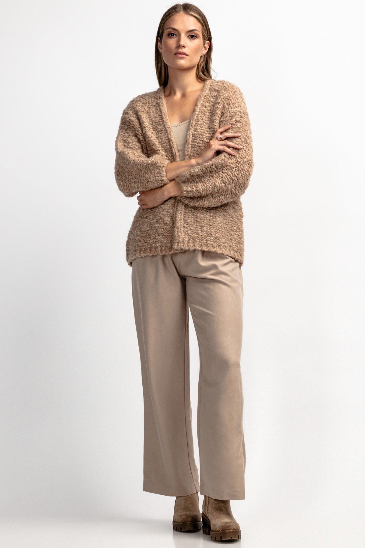 Kardigan z niefarbowanej wełny alpaki mocca - 2