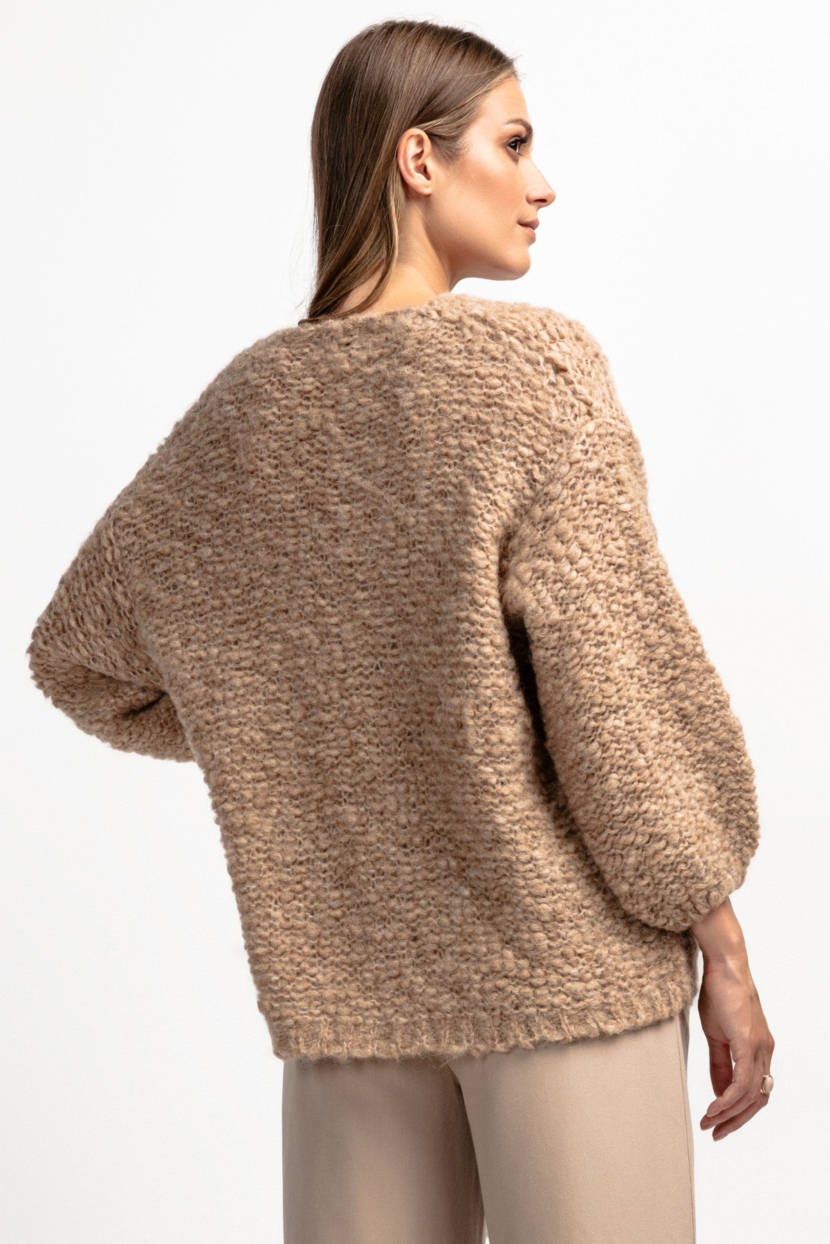 Kardigan z niefarbowanej wełny alpaki mocca - 3