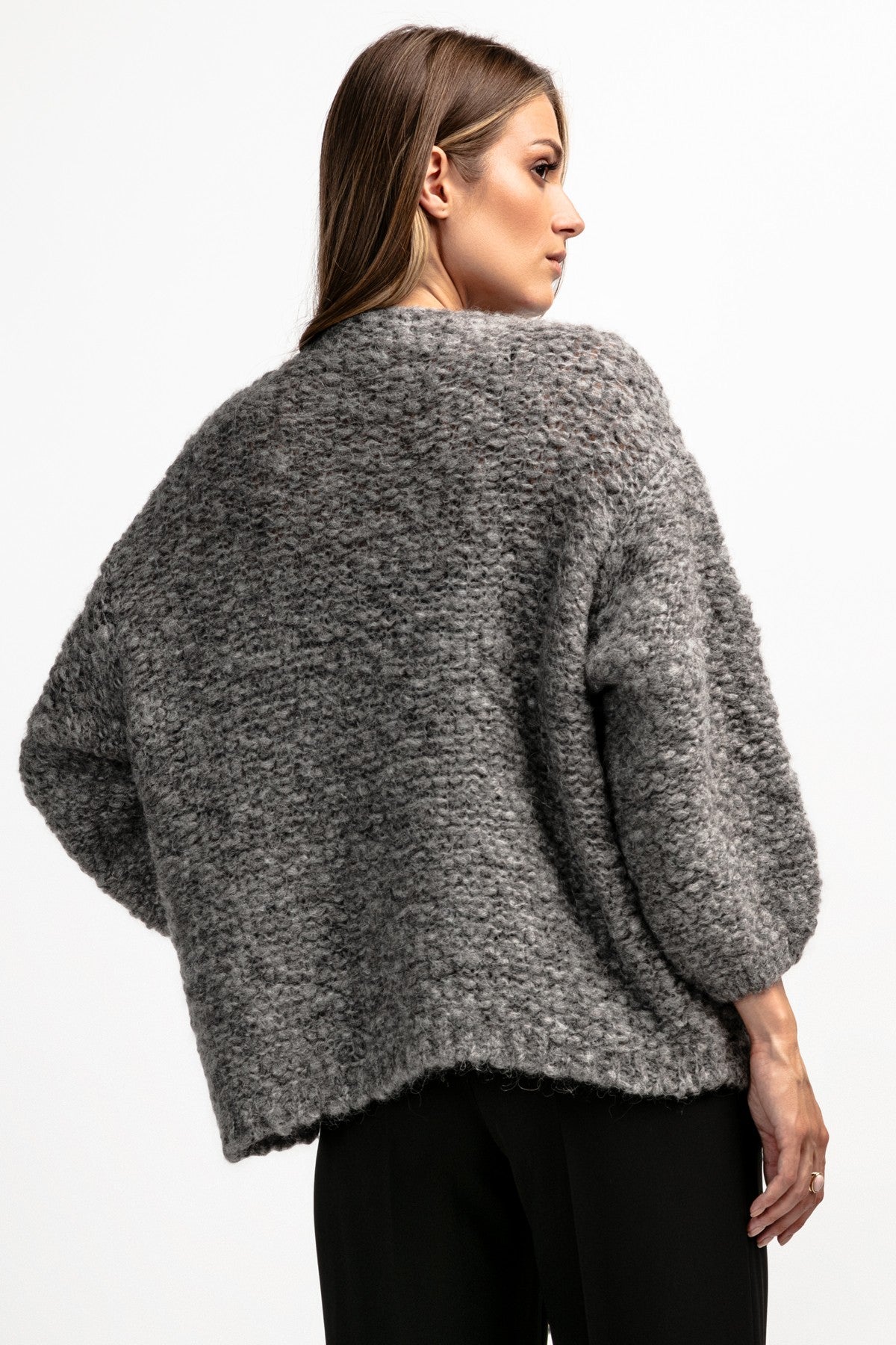 Kardigan z niefarbowanej wełny alpaki szary - 6