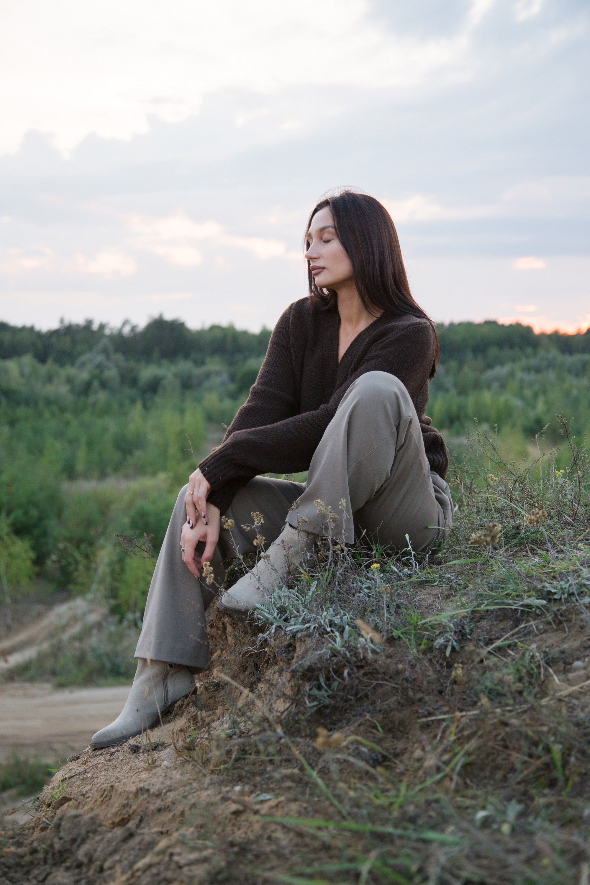 Kardigan z wełny merynos zapinany brąz brązowy - 5