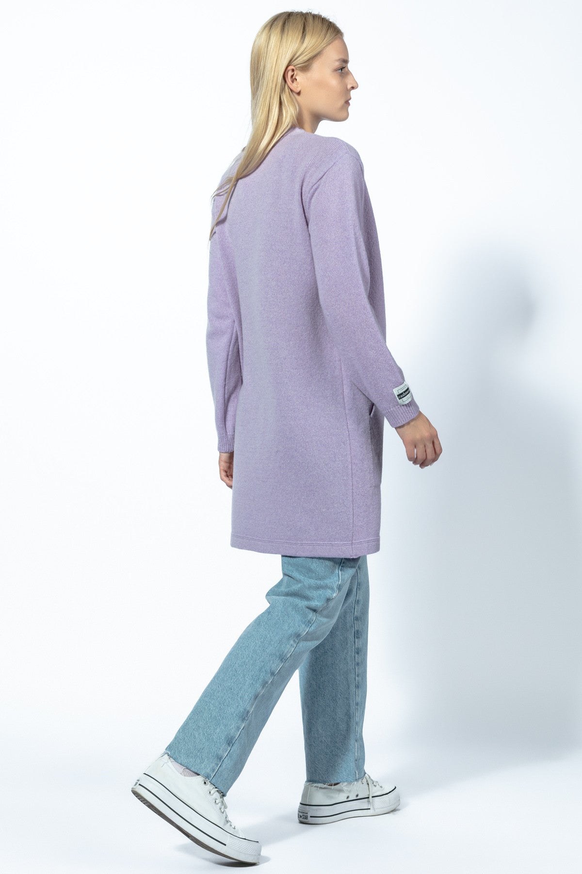 Kaszmirowy zapinany kardigan fioletowy - 2