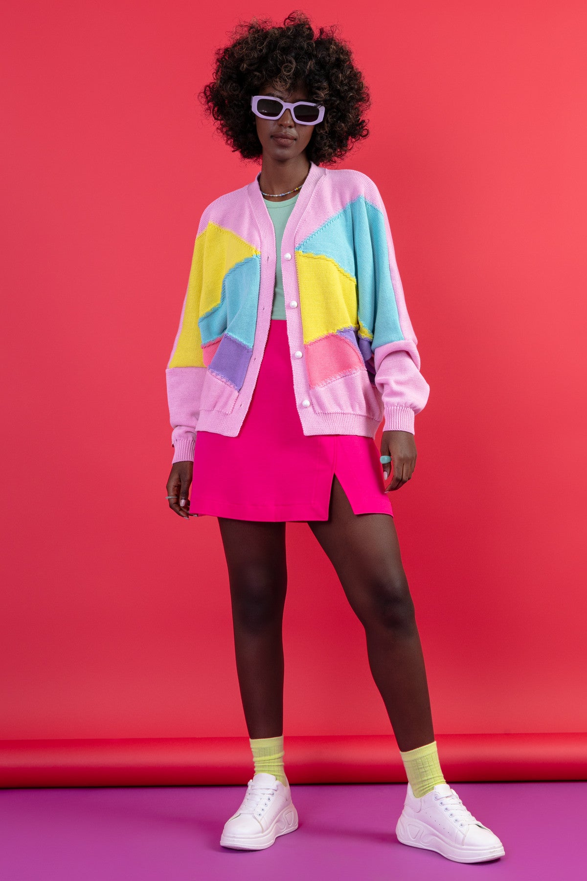 bawełniany kardigan o kroju oversize jasnoróżowy - 10