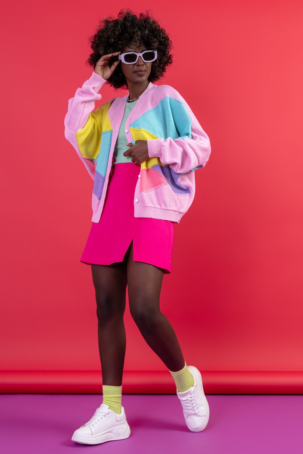 bawełniany kardigan o kroju oversize jasnoróżowy - 13