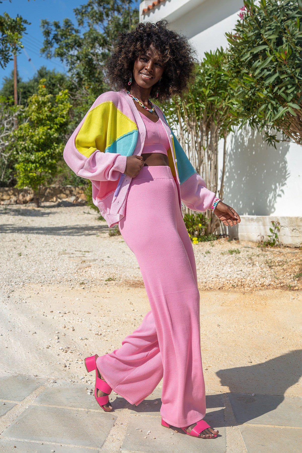 bawełniany kardigan o kroju oversize jasnoróżowy - 6