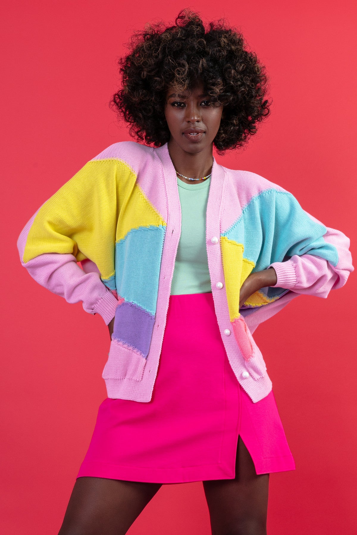 bawełniany kardigan o kroju oversize jasnoróżowy - 8