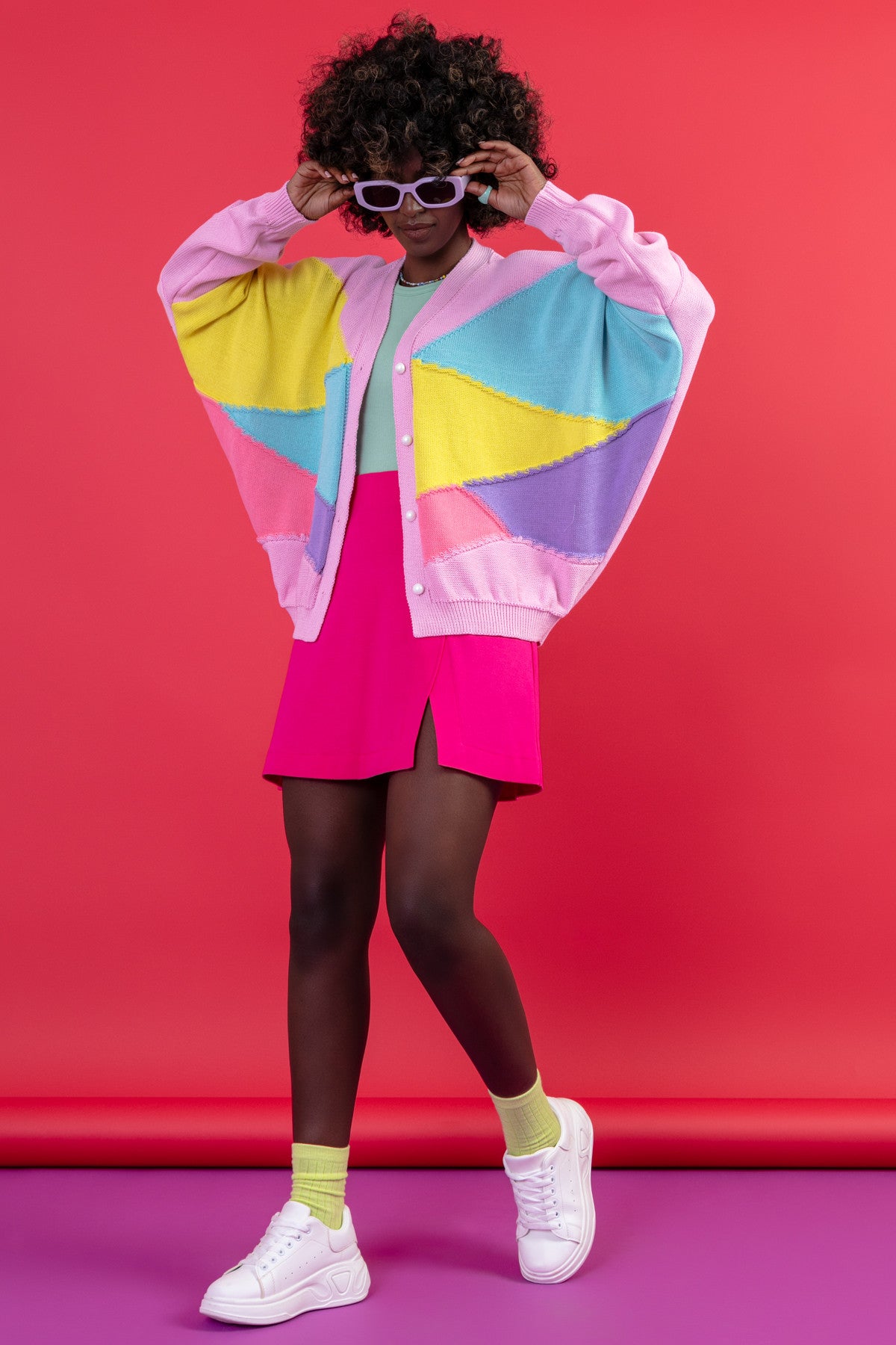 bawełniany kardigan o kroju oversize jasnoróżowy - 12