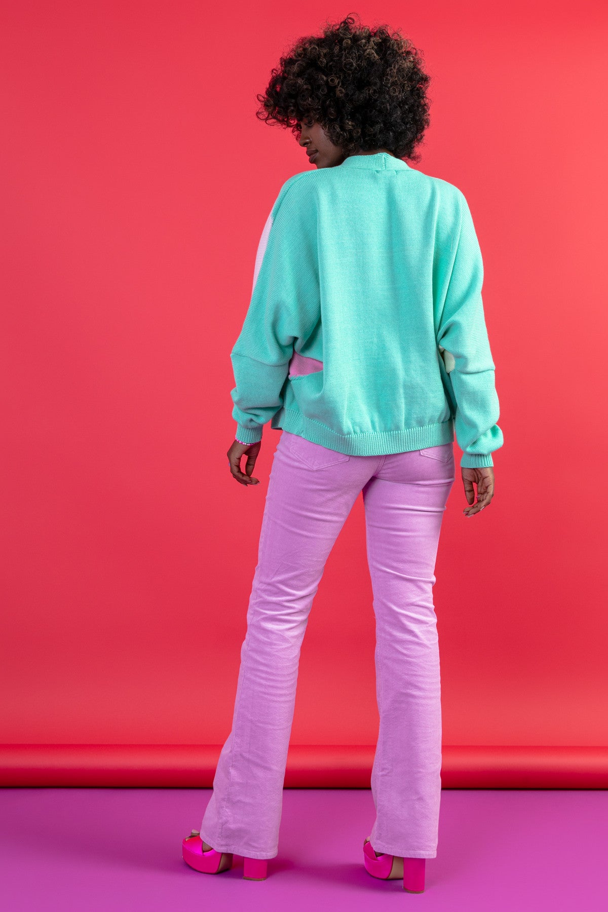 bawełniany kardigan o kroju oversize mięta miętowy - 5