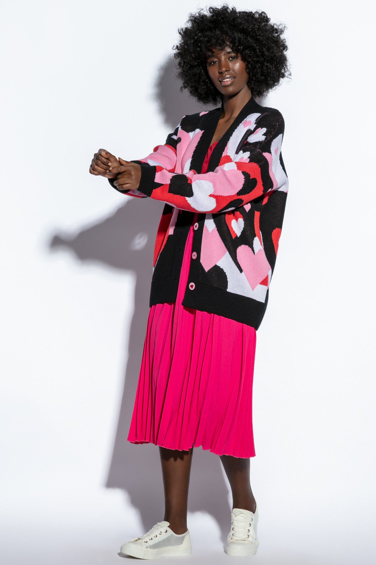 bawełniany kardigan serca czarny - 1