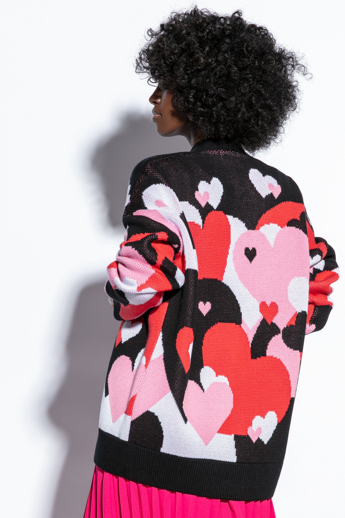 bawełniany kardigan serca czarny - 5