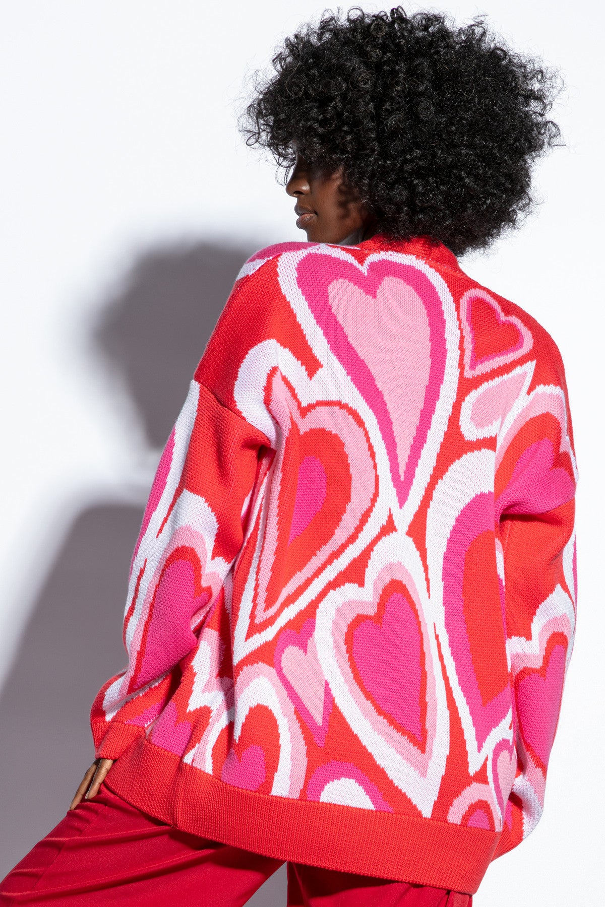 bawełniany kardigan serca czerwony - 8