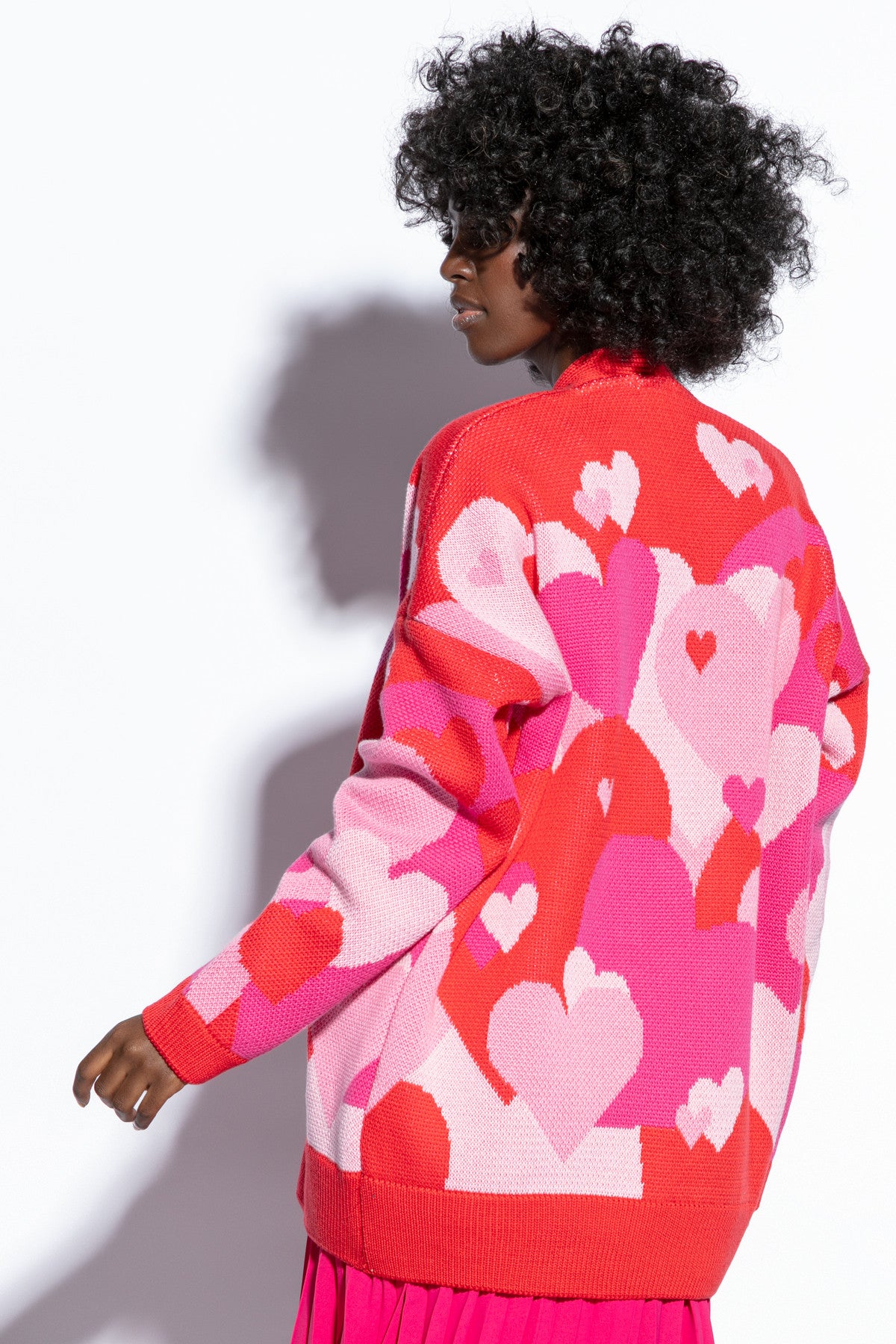 bawełniany kardigan serca czerwony - 4